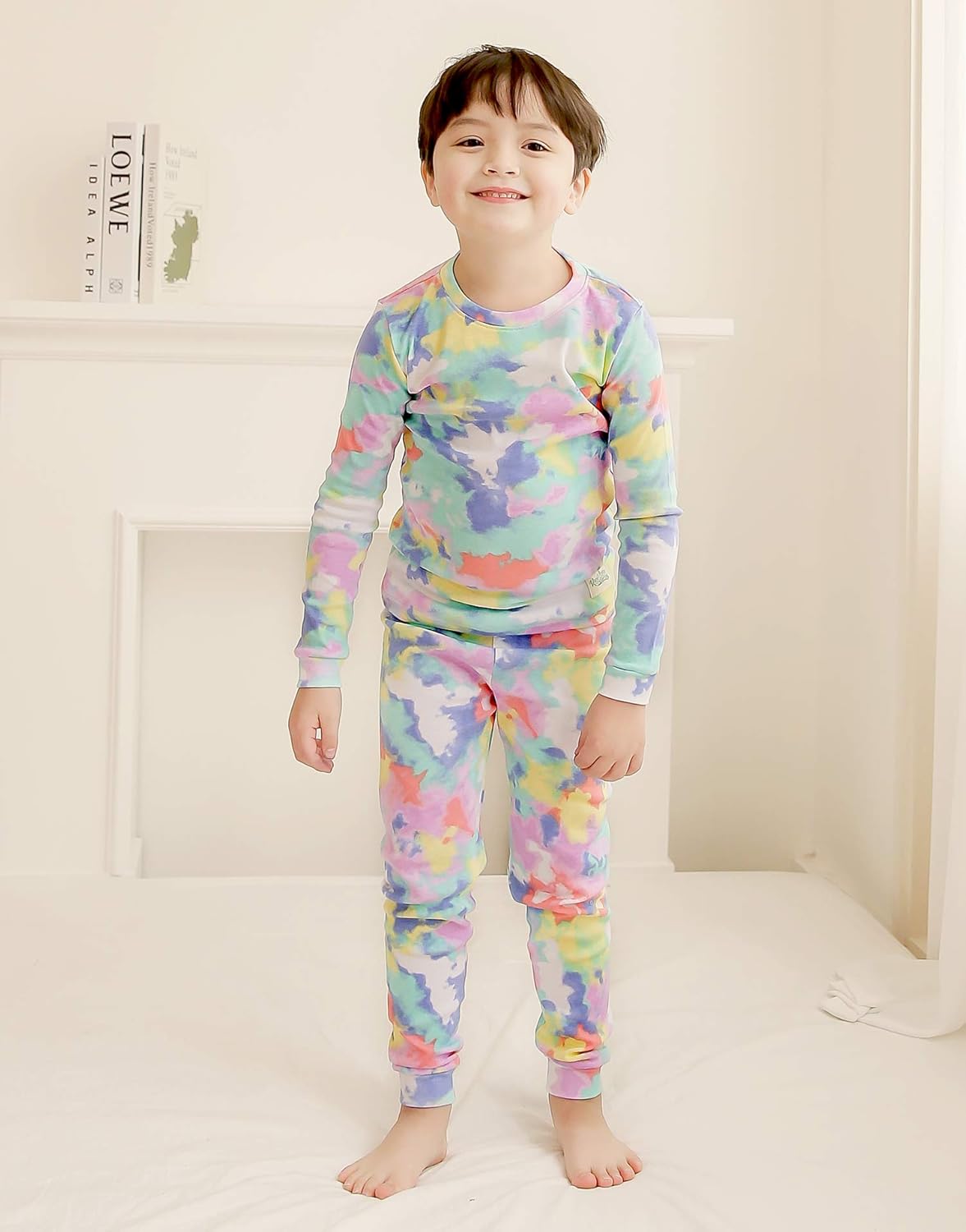 VAENAIT BABY 12M-12Y Toddler Kids Boys Girls 100% Cotton Marbling Tiedye Sung Fit Sleepwear Pajamas 2pcs Pjs Set