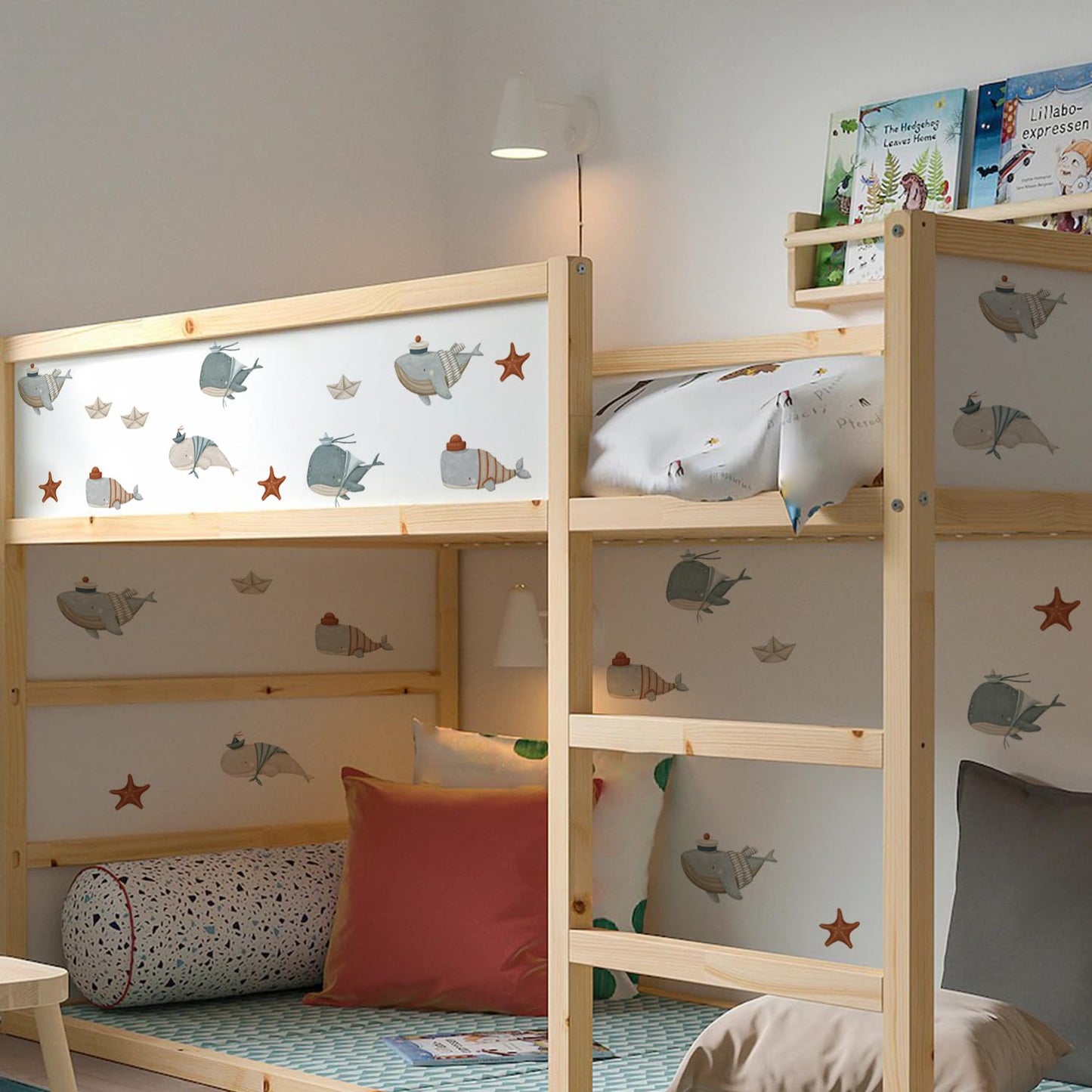 Whale Wall Decals for Nursery – 18 Decals, Ocean Theme Removable Stickers for Kids Room, Sea Animal Baby Room Decor, Reusable Wall Stickers for Furniture & Glass (6 Sheets)