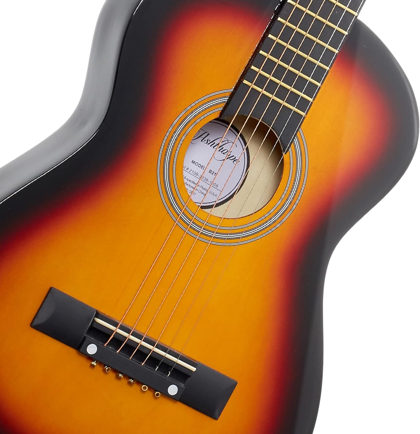 Ashthorpe 30-inch Beginner Acoustic Guitar Package (Sunburst), Basic Starter Kit w/Gig Bag, Strings, Strap, Tuner, Picks