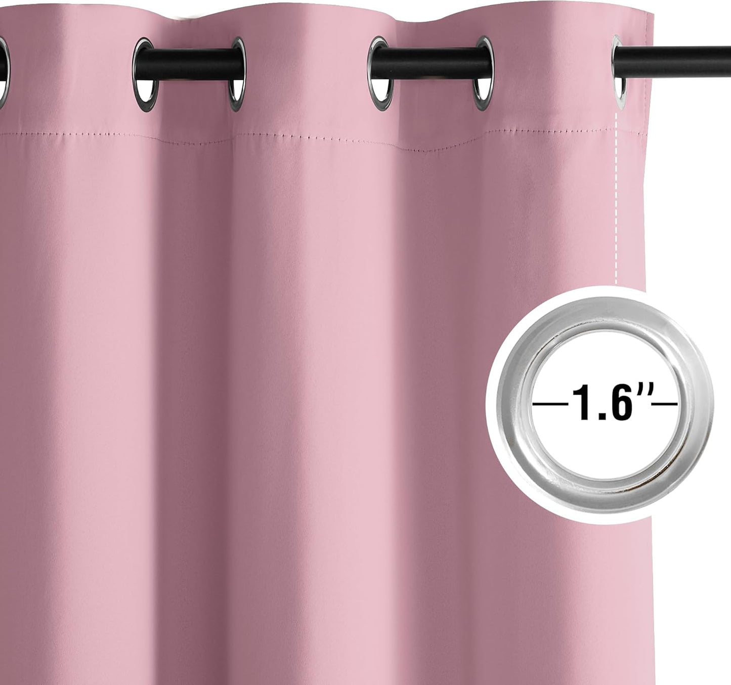 NICETOWN Rouge Pink Room Darkening Curtains for Bedroom 84 inches Long 2 Panels, Thermal Grommet Curtains for Living Room, Noise Reducing Privacy Window Treatment for Nursery, Laundry, W52