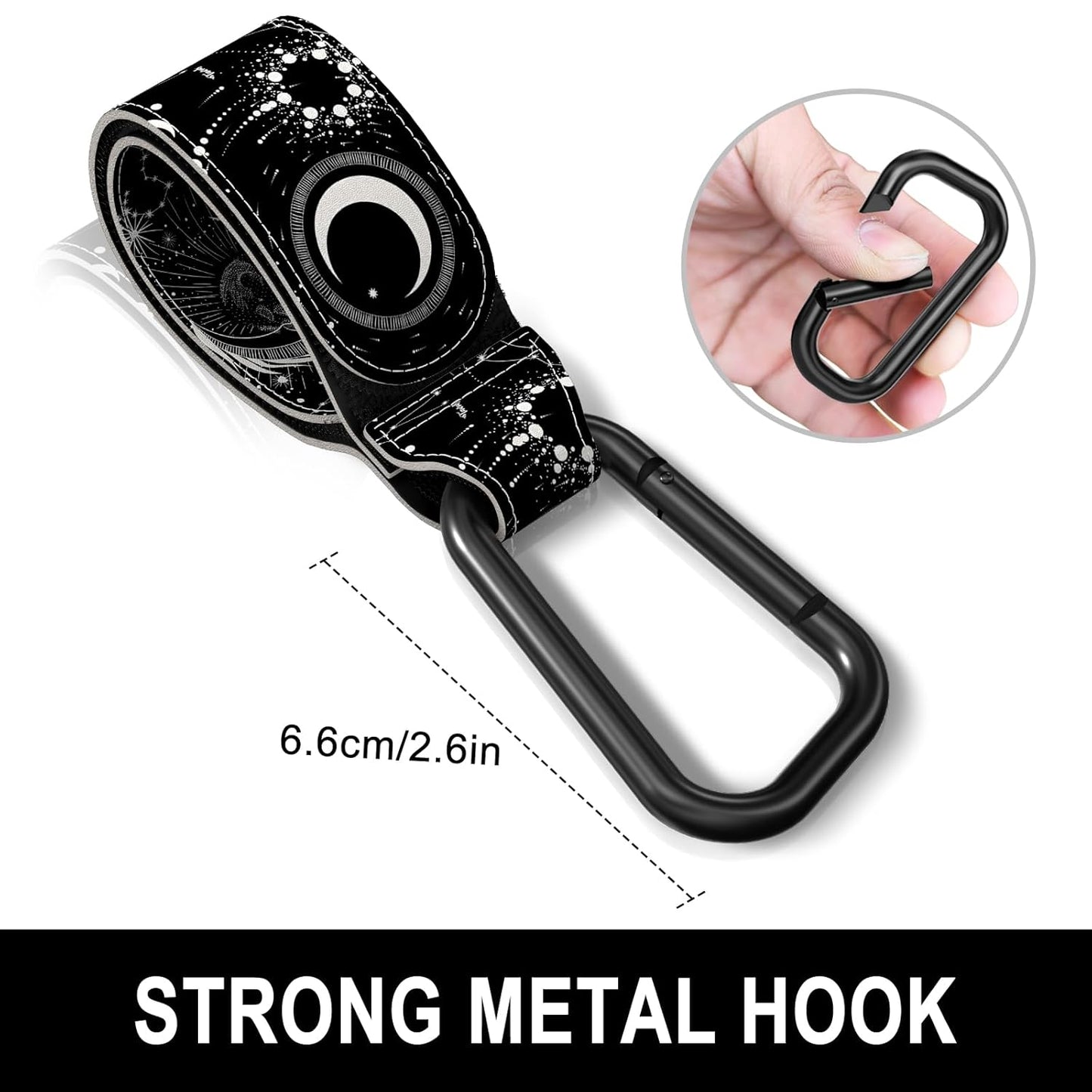 Baby Stroller Hooks for Hanging Bags, Universal Stroller Clips Accessories, Mommy Hook for Diaper Bag, Shopping Cart, Purse, Backpack - 2 Pack, Starry Sky