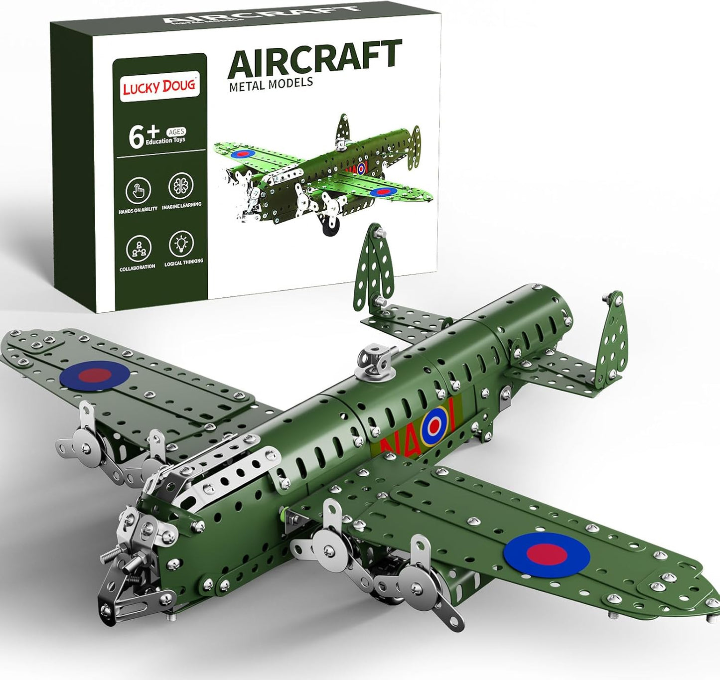 Lucky Doug STEM Building Projects Model Airplane Set - 389 Pieces STEM Project Building Toys for Kids Ages 8-12, Assembly Science Kit Educational Army Toys Gift for Kids Boys 8 9 10 11 12-16 Years Old