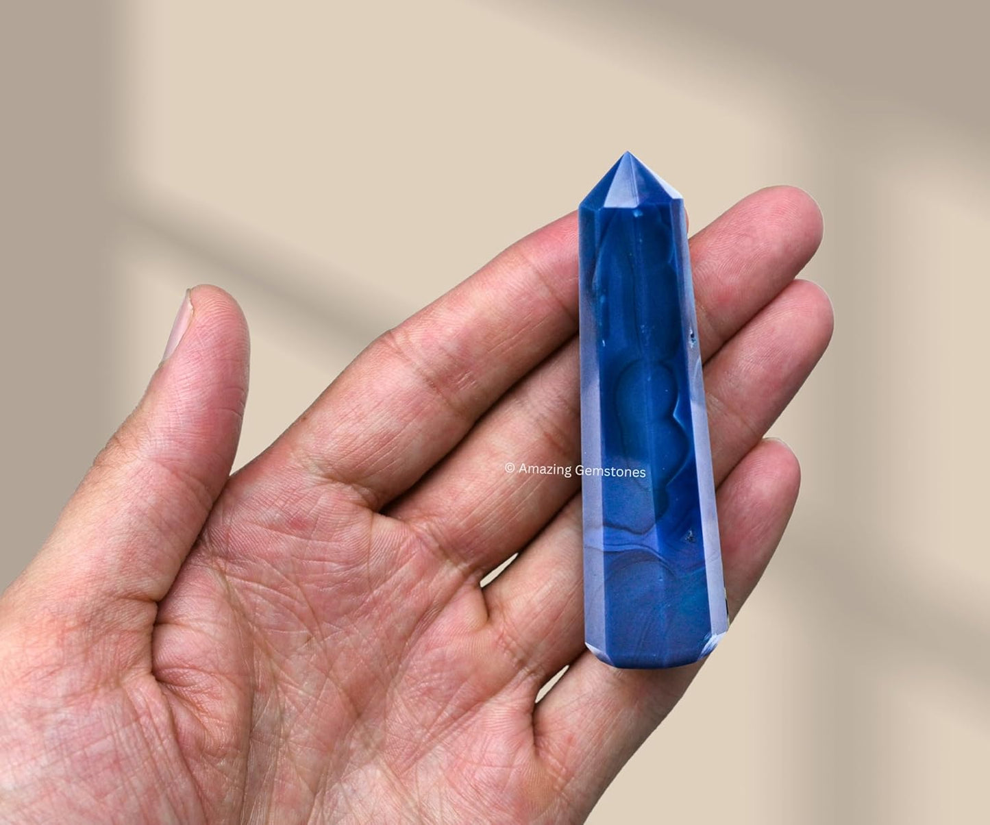 Amazing Gemstone Blue Agate Crystal Towers ~ Natural Healing Crystal Point Obelisk for Reiki Healing and Crystal Grid (2 to 3 INCH)