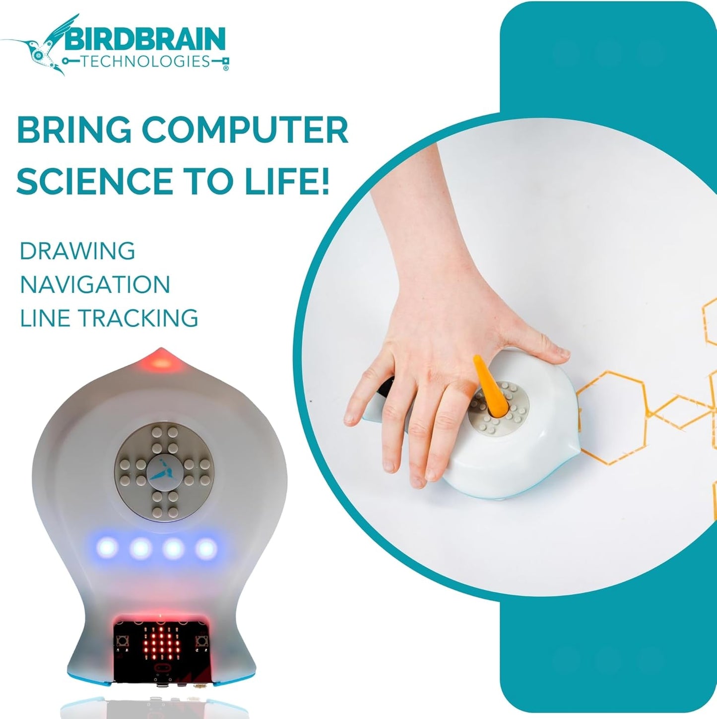 BirdBrain Finch Robot 2.0 with Microbit - STEM Coding Robot Toy for Kids & Adults - Learn Python & 8 Coding Languages - Programmable Robotics Kit - Remote Control & App Controlled | Ages 5-16