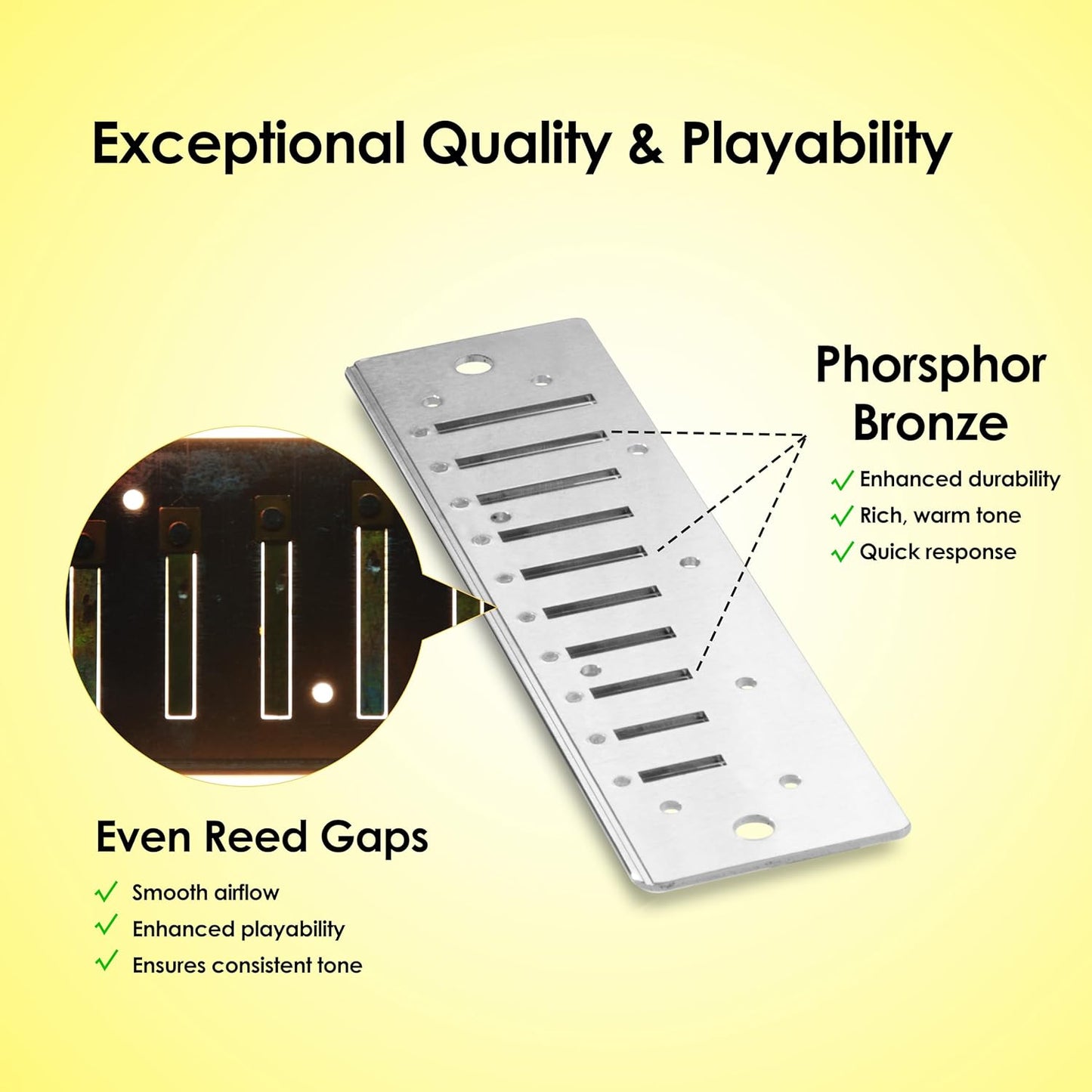 Diatonic Harmonica of A flat Key,Blues Mouth Organ 10 Hole 20 Tones, Reed of Phosphor Bronze, ABS Combo, Easy-Clean Cover,10 Hole Blues Harp for Adult, Beginner