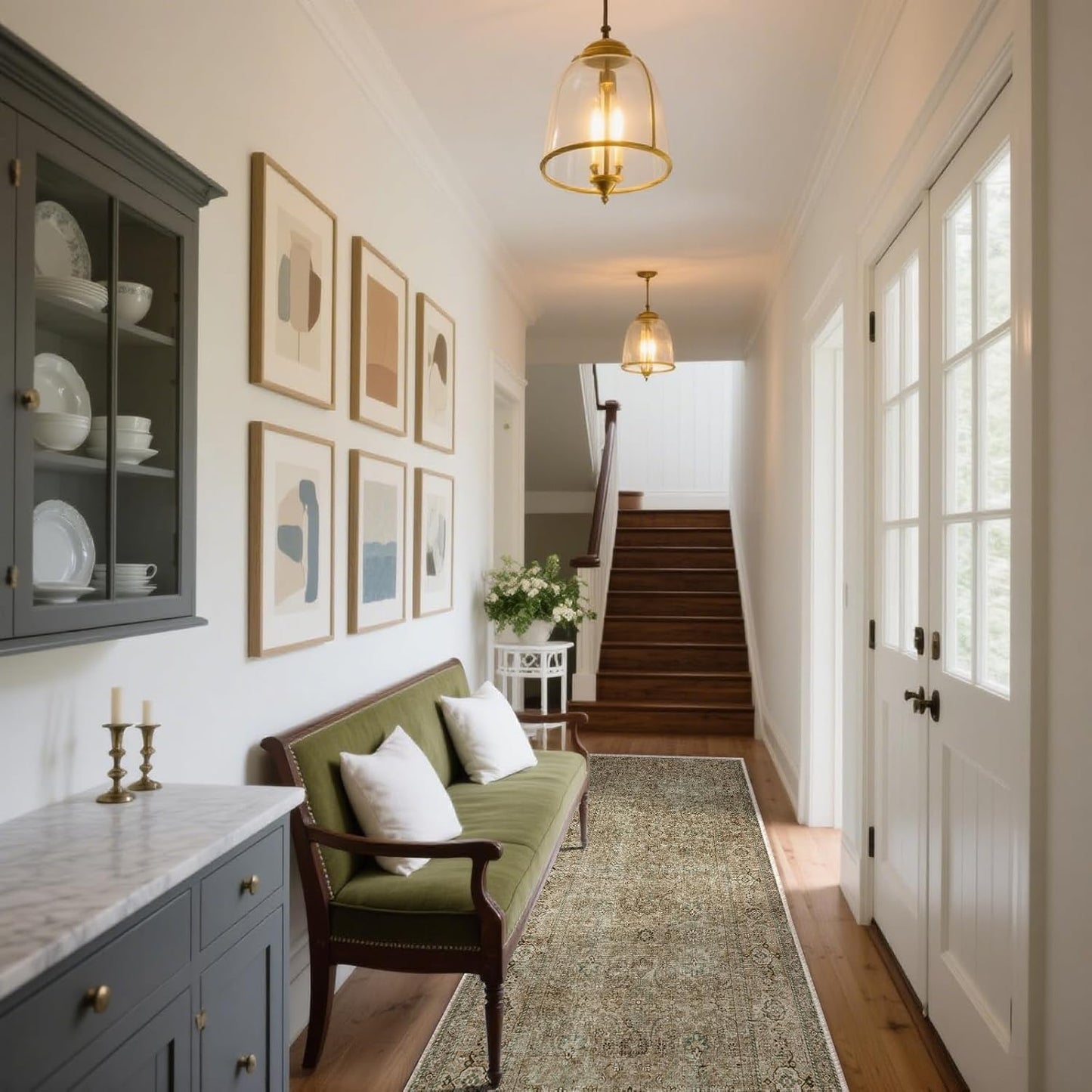 Washable Runners for Hallways Kitchen Rug: 2'x10' Runner Rugs Stain Resistant Non Slip Low Pile Soft Carpet Runners for Hallways Bedroom Kitchen Entryway Indoor Beside Bathroom Laundry Room