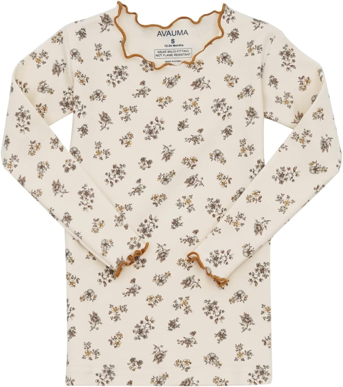 AVAUMA Baby Boy Girl Pajama Set 6M-7T Kids Cute Toddler Snug fit Flower Pattern Design Pjs Cotton Sleepwear Ruffled Shirring