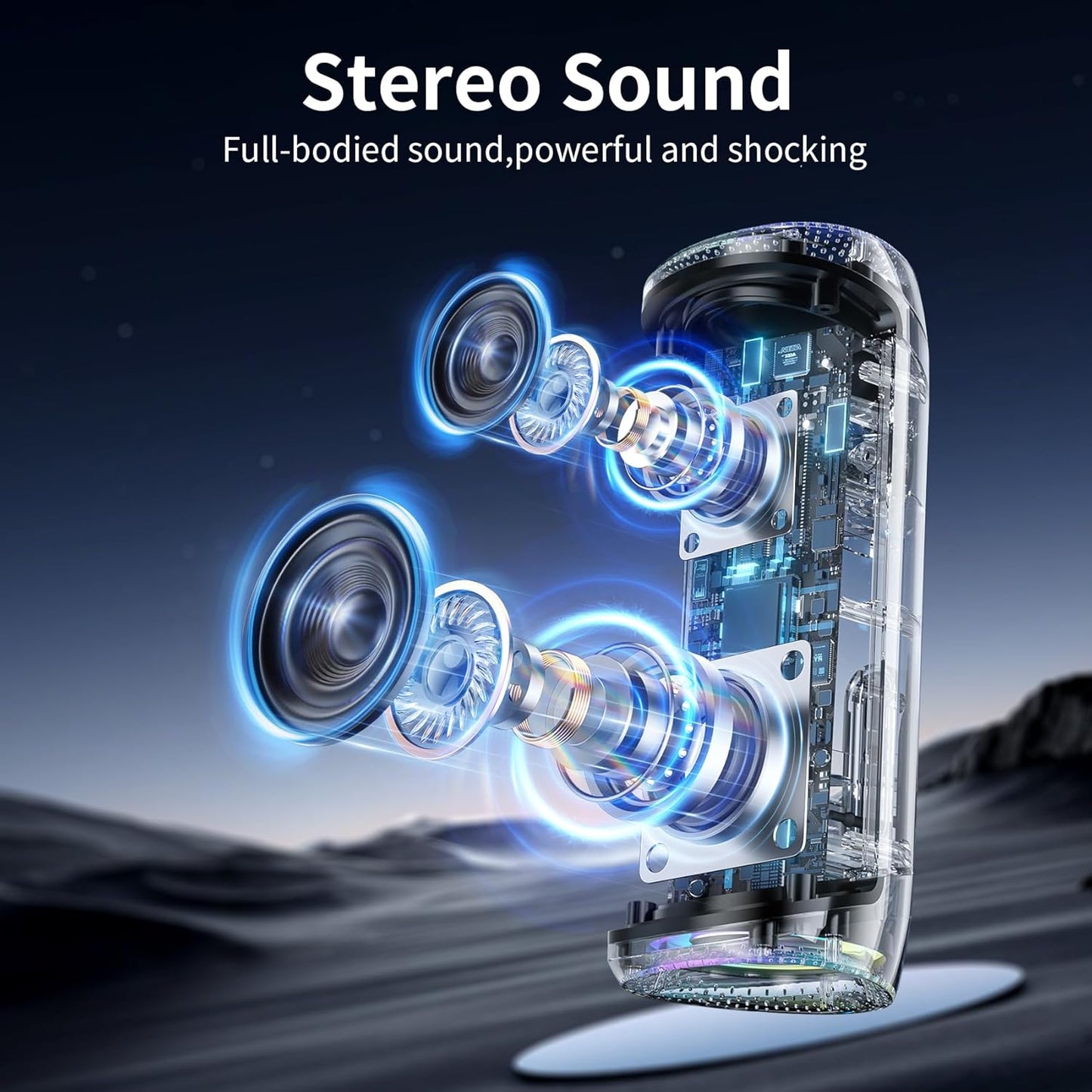 Bluetooth Speaker with HD Sound, Portable Wireless, IPX5 Waterproof, Up to 20H Playtime, TWS Pairing, Bluetooth 5.3, for Home, Party, Beach, Outdoor, Electronic Gadgets, Birthday Gift (Black)