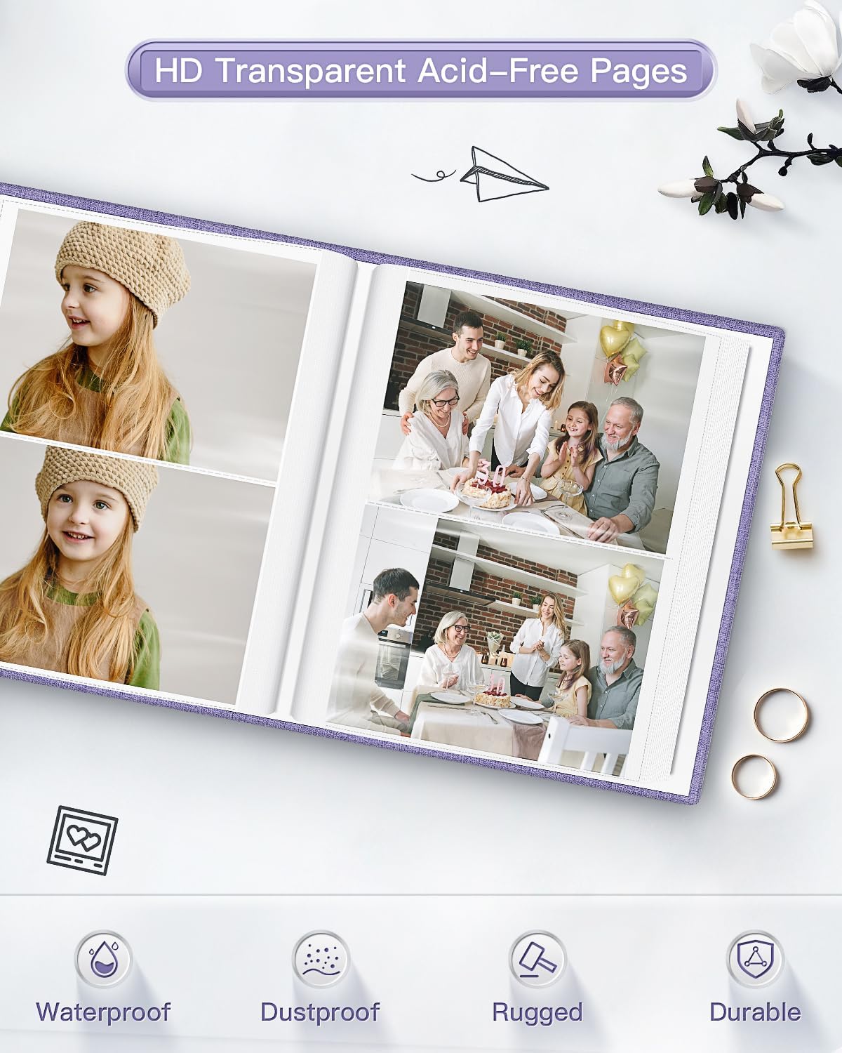 popotop Photo Album 4x6-200 Photos Photo Books with 200 Horizontal Pockets,Linen Cover Albums for Family Wedding Anniversary Baby Vacation Pictures