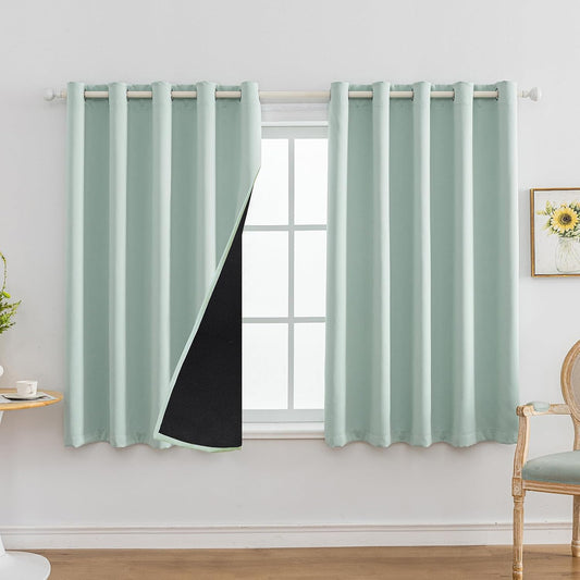 Anytime 100% Blackout Curtain Set, Thermal Insulated & Energy Efficiency Window Draperies for Guest Room, Full Shading Panels for Shift Worker and Light Sleepers（Light Blue, 2 Panels, 70W x 63L）