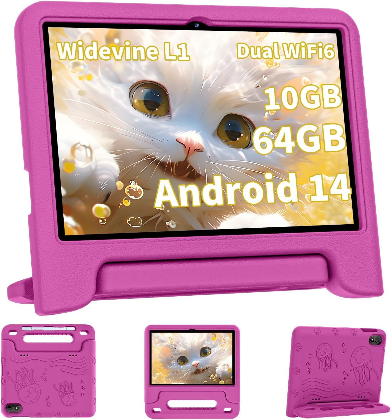 2025 Upgraded Android 14 Tablet, 10inch Kids Tablet, Octa-core CPU, 10GB+64GB+1TB Expand Tablets for Kids with Kids Space, Parental Control, 6000mAh Big Battery, HD Touchscreen Display Tableta
