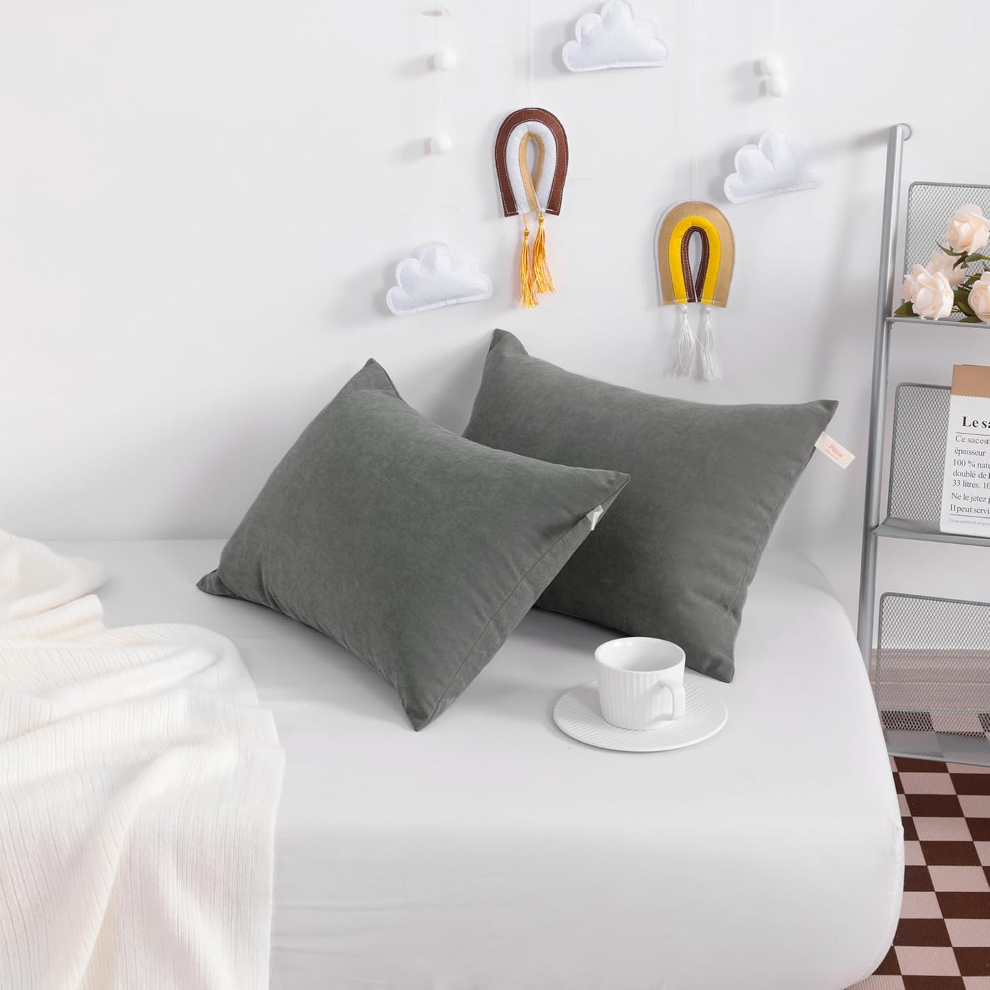 NTBAY Tiny Pillows, Down Alternative 7"x11" Microfiber Mini Pillow for Travel, Pets, Soft Machine Washable Small Pillows for Neck, Wrist, Lumbar and Knee, Dark Grey