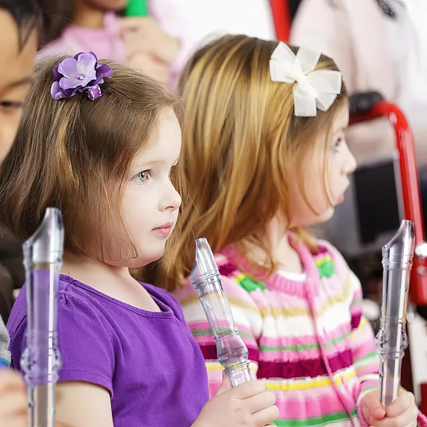 SANNIX 4 Pack Recorder Instrument 8 Hole German Style Soprano Recorder for Beginner Recorder With Cleaning Rod School Student Music Instrument (Clear White)