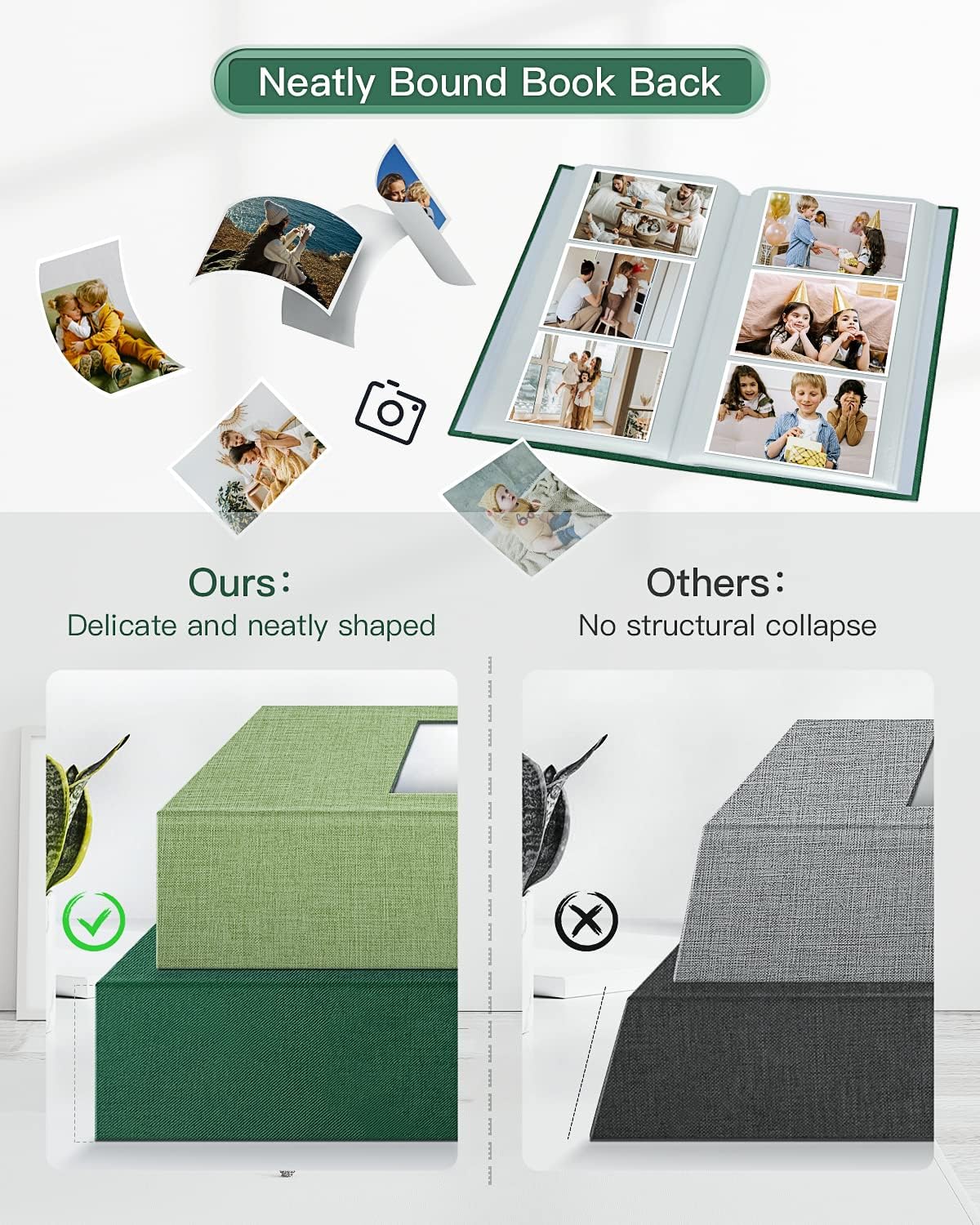 popotop Photo Album 4x6-300 Photos Linen Cover Photo Books with 300 Horizontal Pockets,Slip-in Picture Albums for Family Wedding Anniversary Baby Vacation Pictures