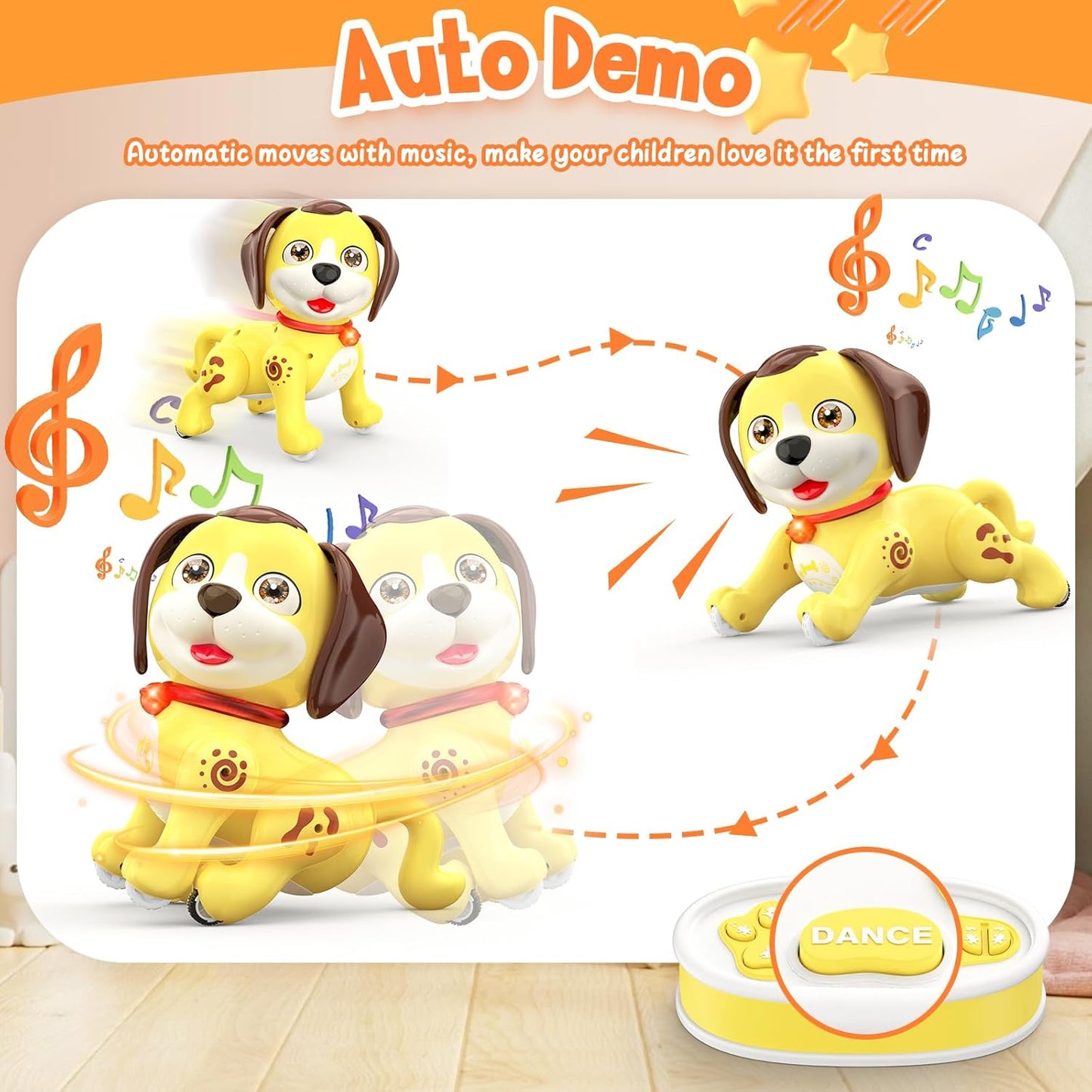 Remote Control Robot Dog Toy, Interactive Robot Dog Toys for Kids with Music, LED, Rechargeable Robot Pet, Auto Demo Dancing Walking Ideal Holiday Birthday Robot Toys for Ages 5-7