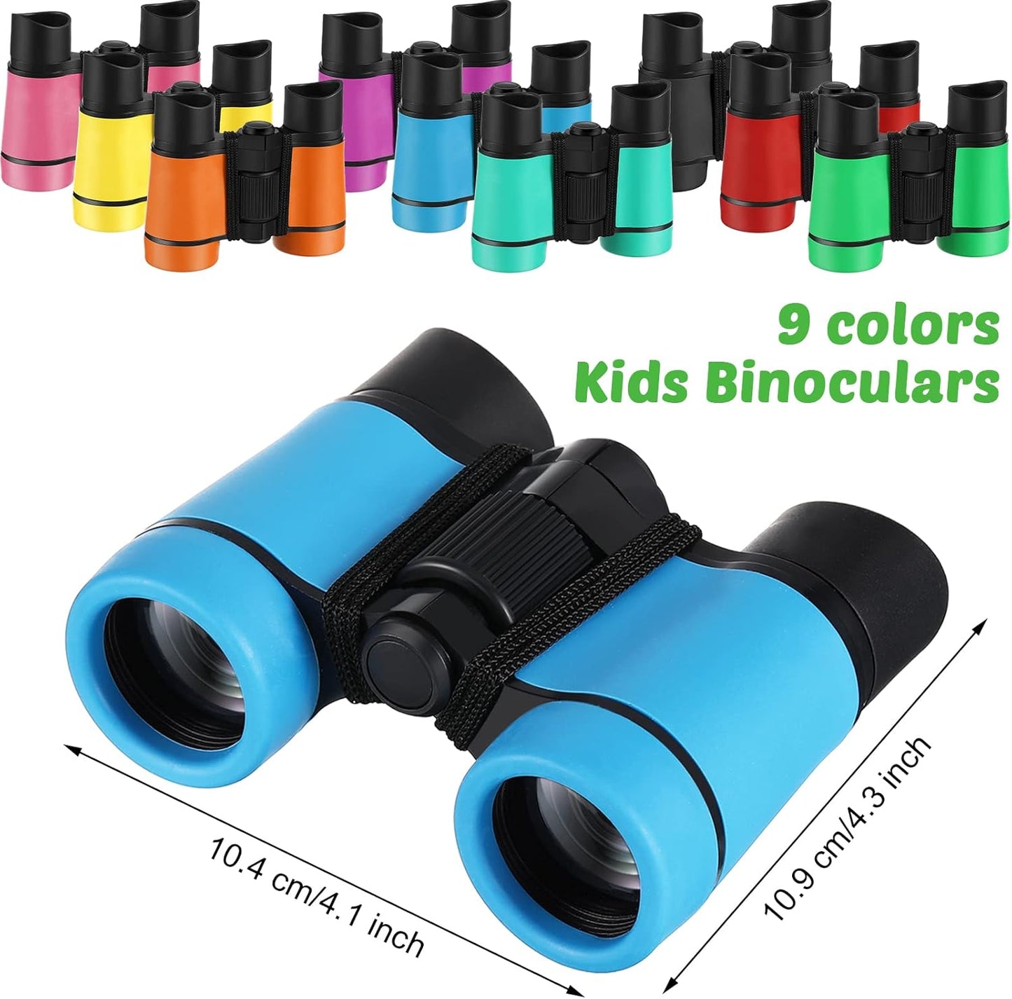 Yunsailing 9 Pack Kid Binoculars Shockproof Mini Compact Binoculars Gifts for 3-12 Years Boys Girls Folding Small Telescope for Kids Bird Watching Camping Outdoor Play, 9 Colors