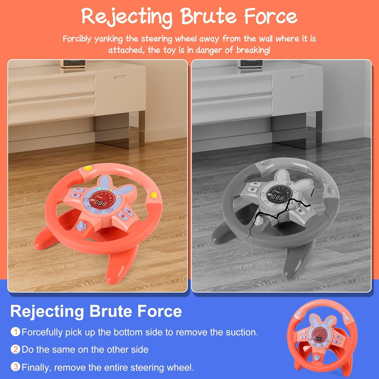 Steering Wheel Toy,Driving Steering Wheel Toy for Kids Backseat,Interactive Educational Learning Sensory Toy with Vibration,Simulated Car Toys with Light Songs for Infant Preschool Kids Toddler Gifts