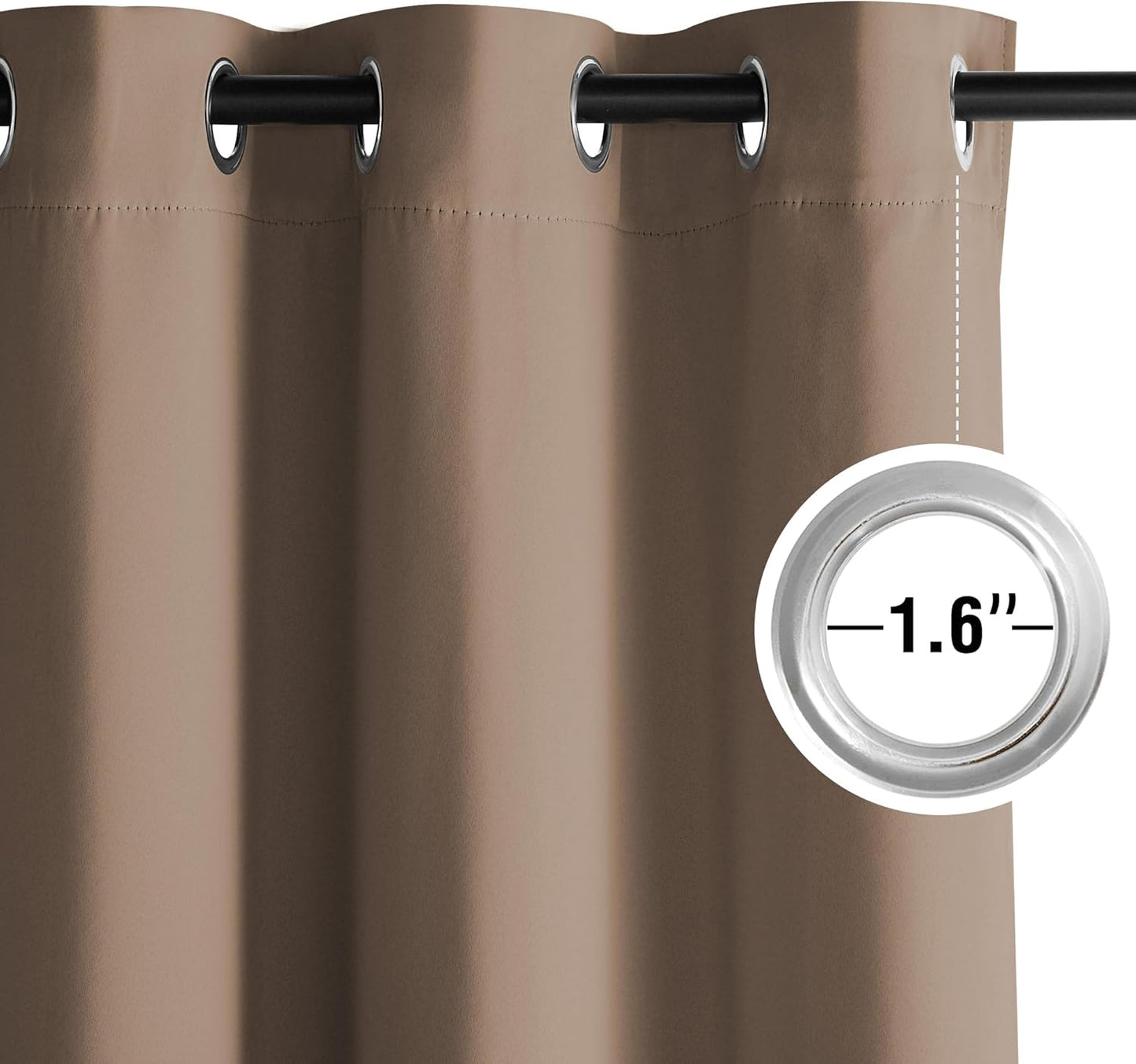 NICETOWN Cappuccino Blackout Curtains for Bedroom 90 inches Long, Thermal Insulated Grommet Curtains for Living Room, Noise Reducing Window Treatment Drapes for Nursery, Laundry, 2 Panels, W52