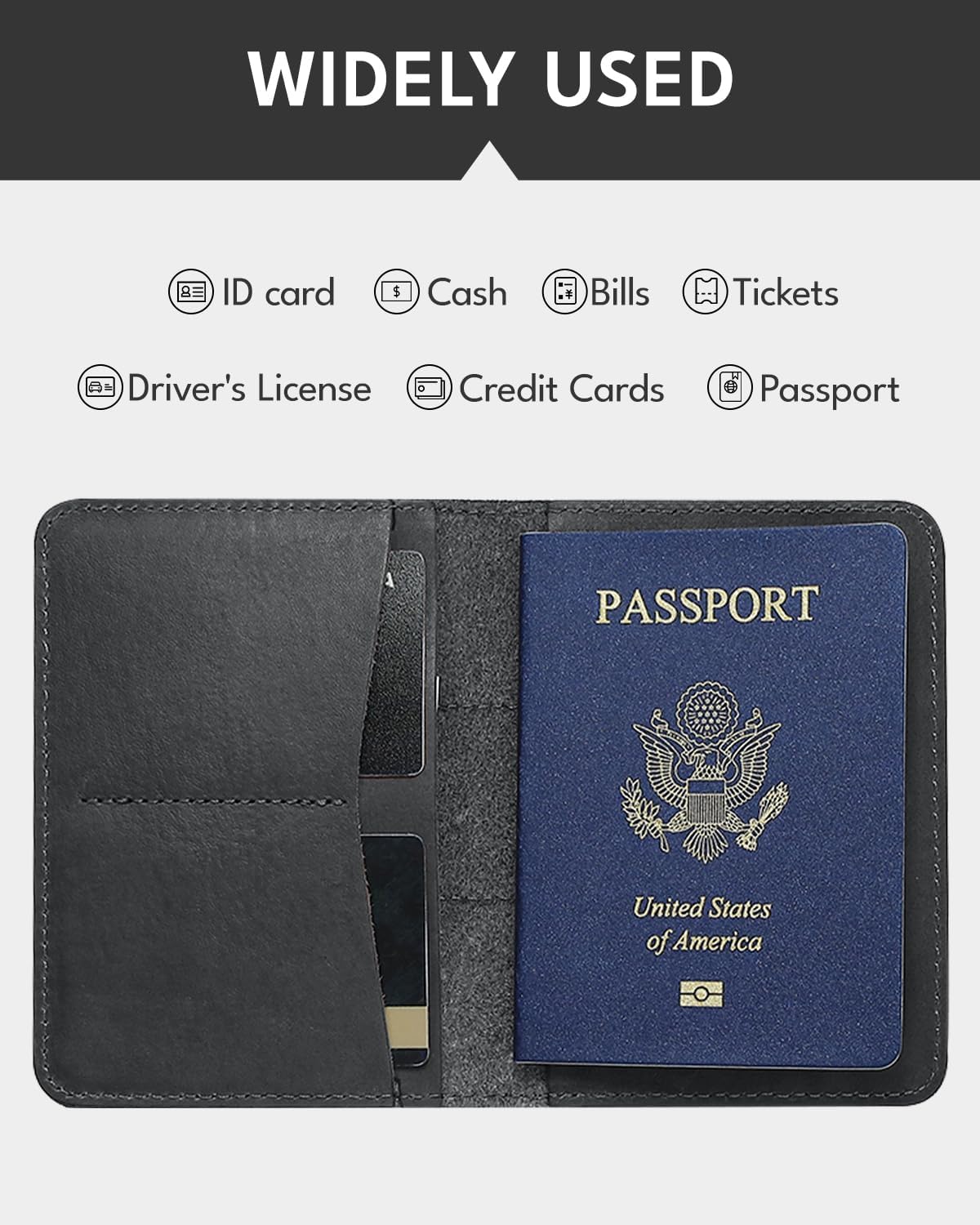 ALLIVE Passport Holder for Travel, Genuine Leather Passport Holder Women Men,Passport Cover Wallet,Travel Must Haves Airport Essentials Travel Gifts Black