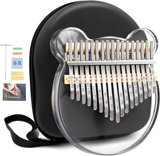 Acrylic Kalimba Thumb Piano,YUNDIE Portable 17 Keys Mbira Crystal Finger Piano, Musical Instruments Birthday Gift for Kid Adult Beginners Professional(Clear) (17 Keys)