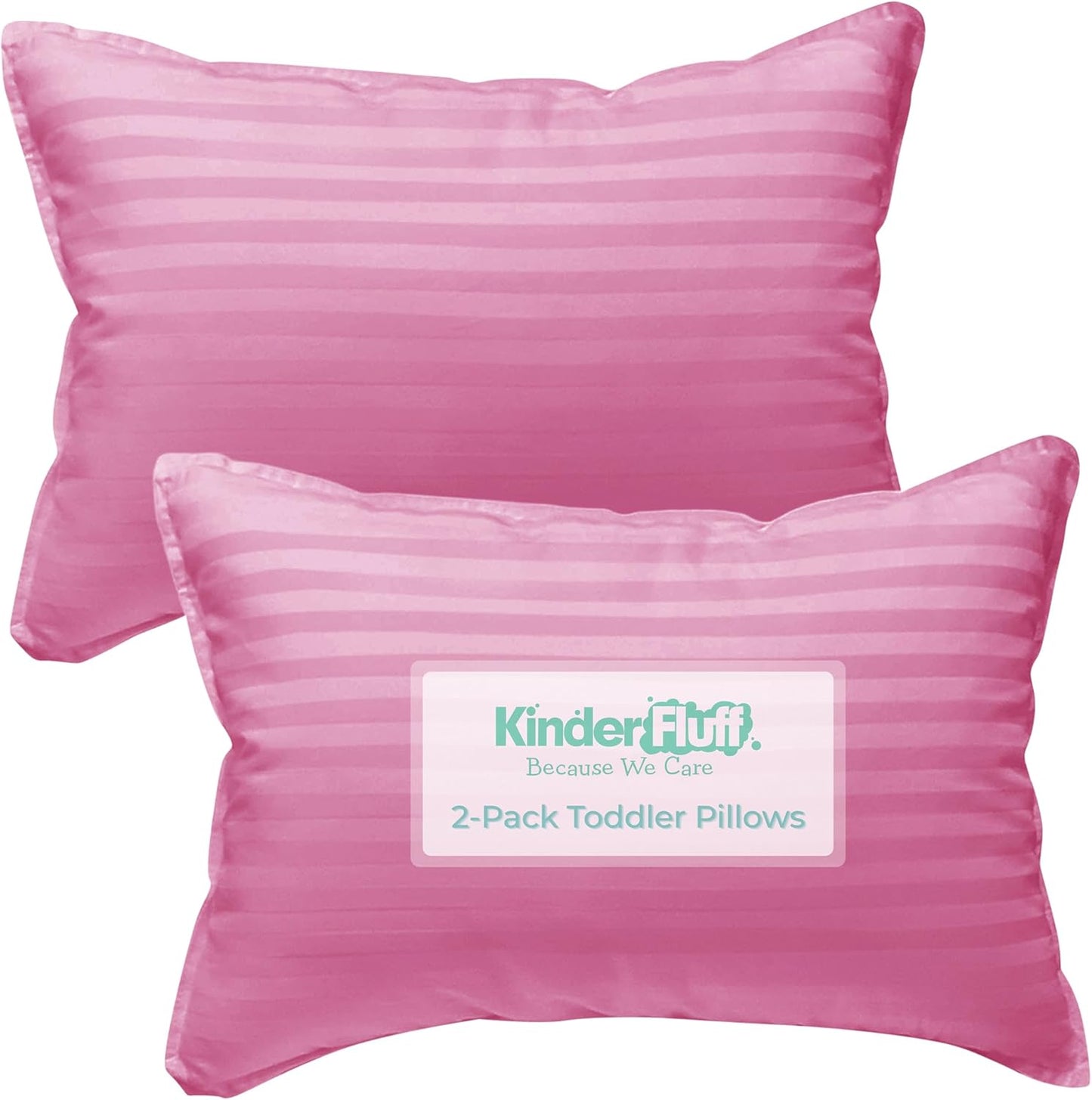 kinder Fluff Toddler Pillow (2-Pack) – Small Pillows for Kids - Hypoallergenic, Machine Washable & Lump Free - Intended for Children 2+ Years (10x15in, Pink)