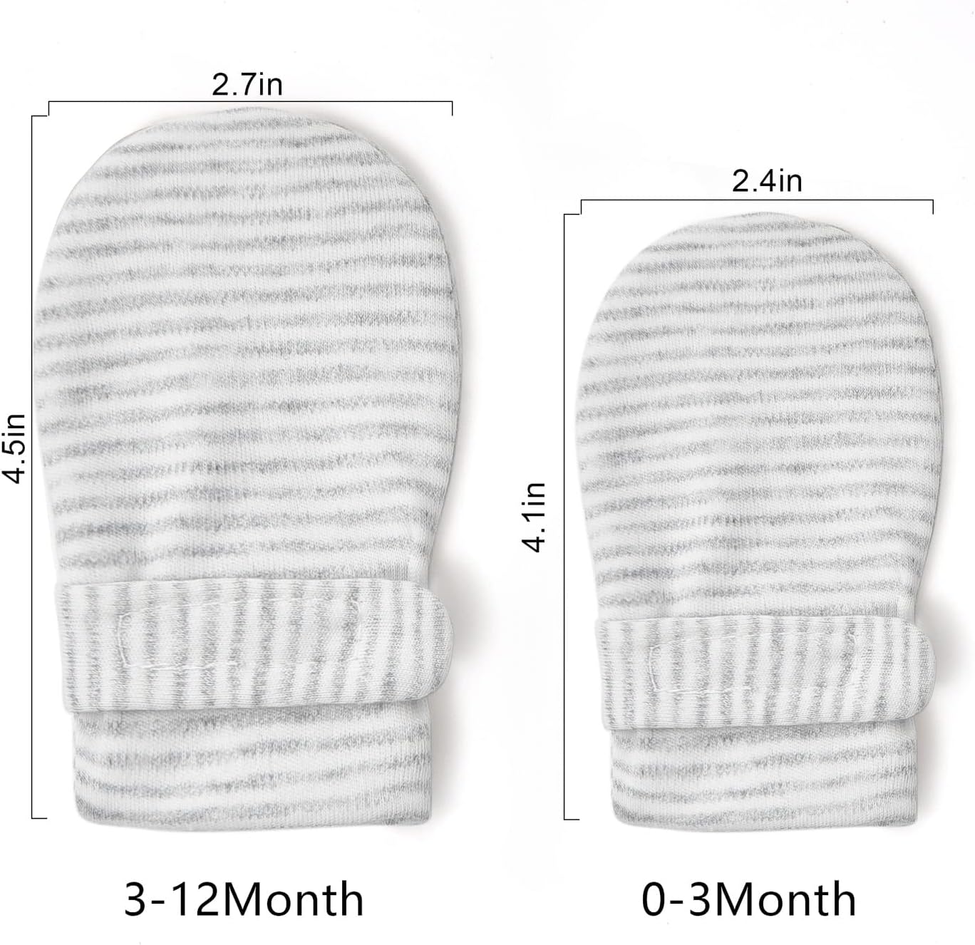 Newborn Baby No Scratch Mittens Stay On, 100% Cotton Breathable, Adjustable Infant Gloves for Baby Boys Girls Mittens