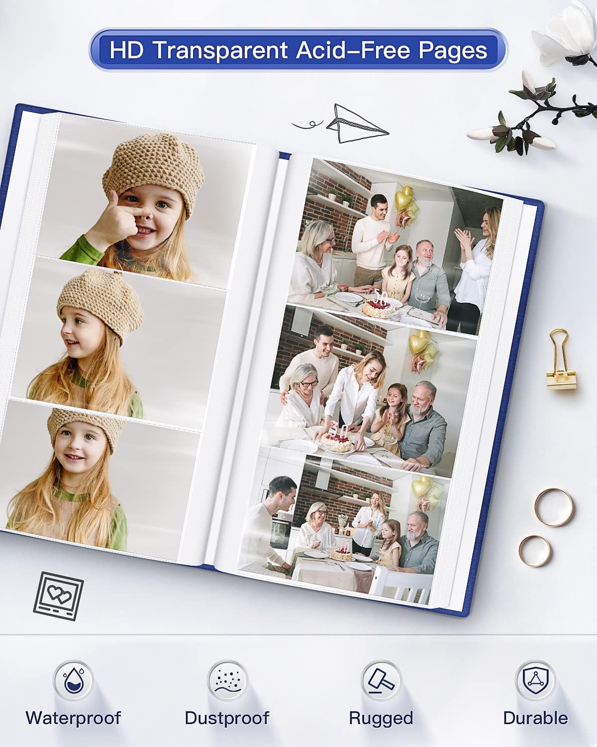 popotop Photo Album 4x6-300 Photos Linen Cover Photo Books with 300 Horizontal Pockets,Slip-in Picture Albums for Family Wedding Anniversary Baby Vacation Pictures