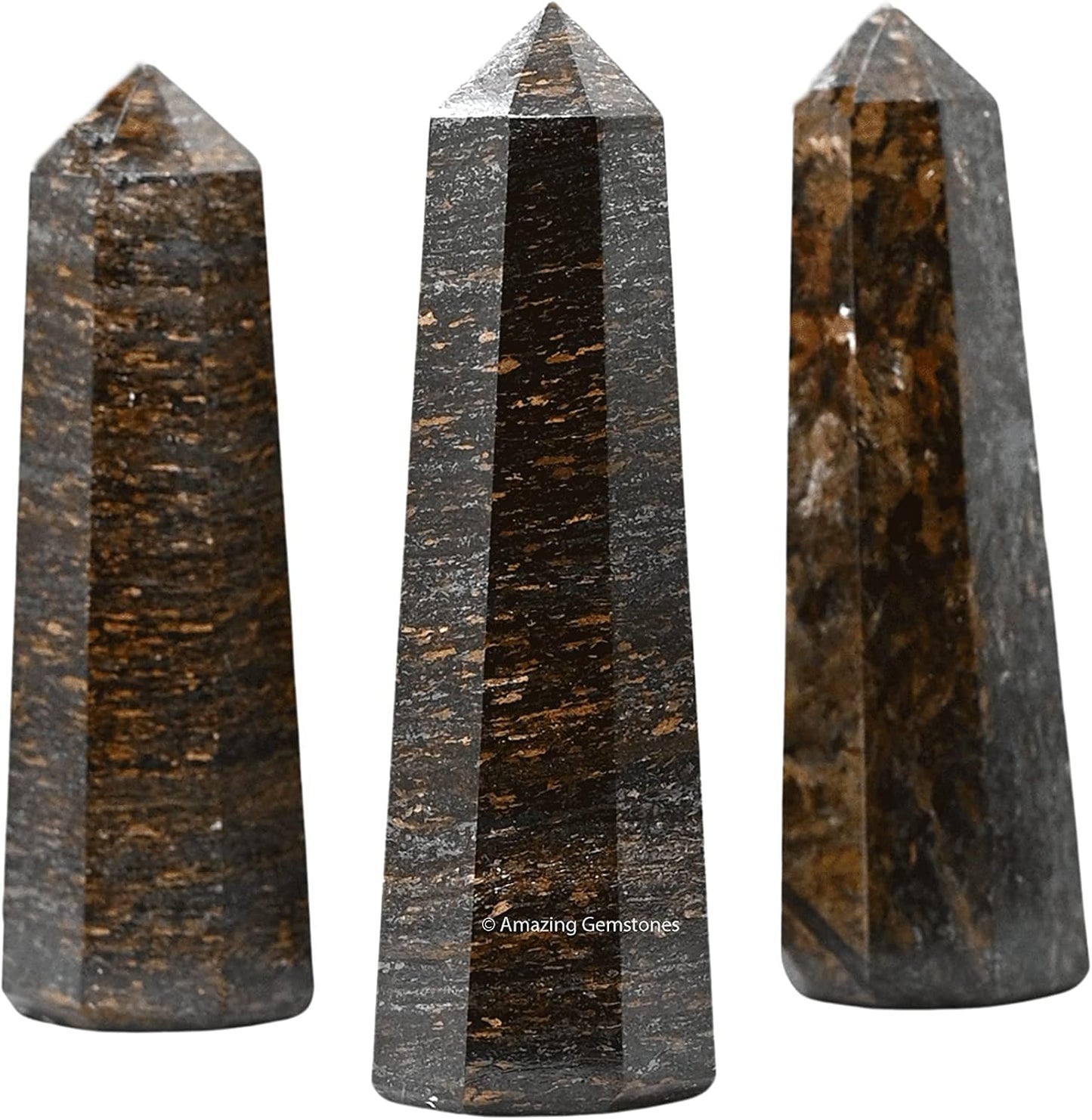 Amazing Gemstone Bronzite Crystal Towers ~ Natural Healing Crystal Point Obelisk for Reiki Healing and Crystal Grid (2" to 3" INCH)