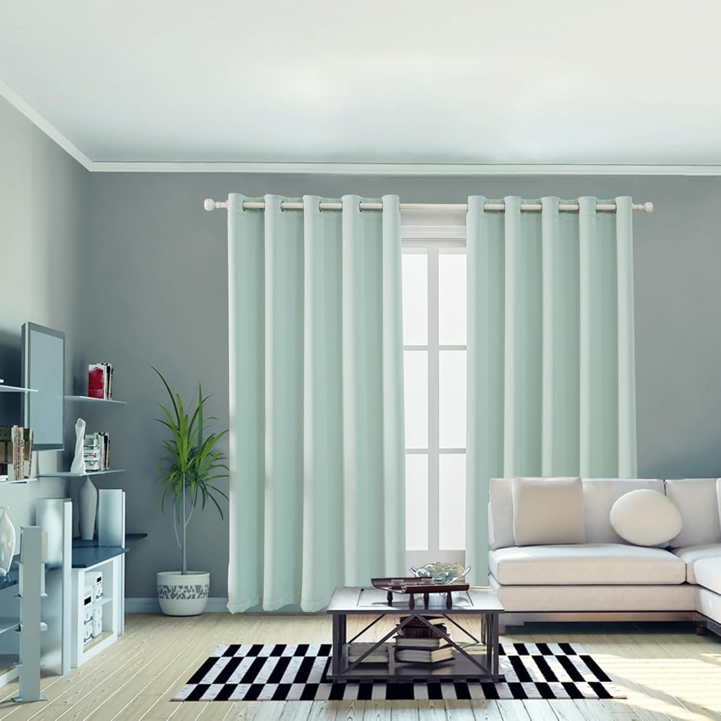 Anytime 100% Blackout Curtain Set, Thermal Insulated & Energy Efficiency Window Draperies for Guest Room, Full Shading Panels for Shift Worker and Light Sleepers（Light Blue, 2 Panels, 70W x 72L）