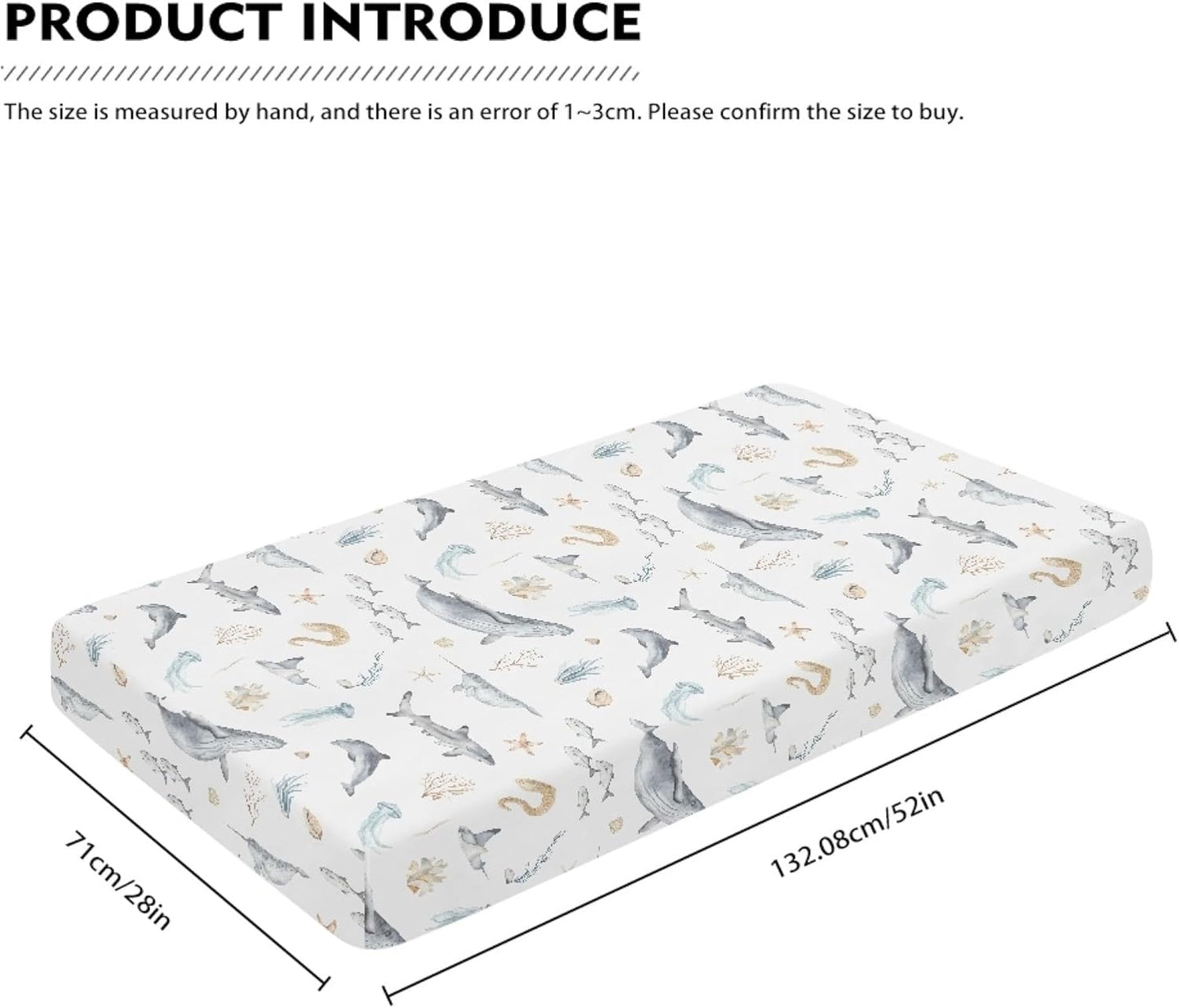 Underwater World Whale Fitted Crib Sheet Ocean Animals Baby Crib Sheet Fit Standard Crib and Toddler Mattress,Crib Mattress Sheets for Boys Girls 28"x52"
