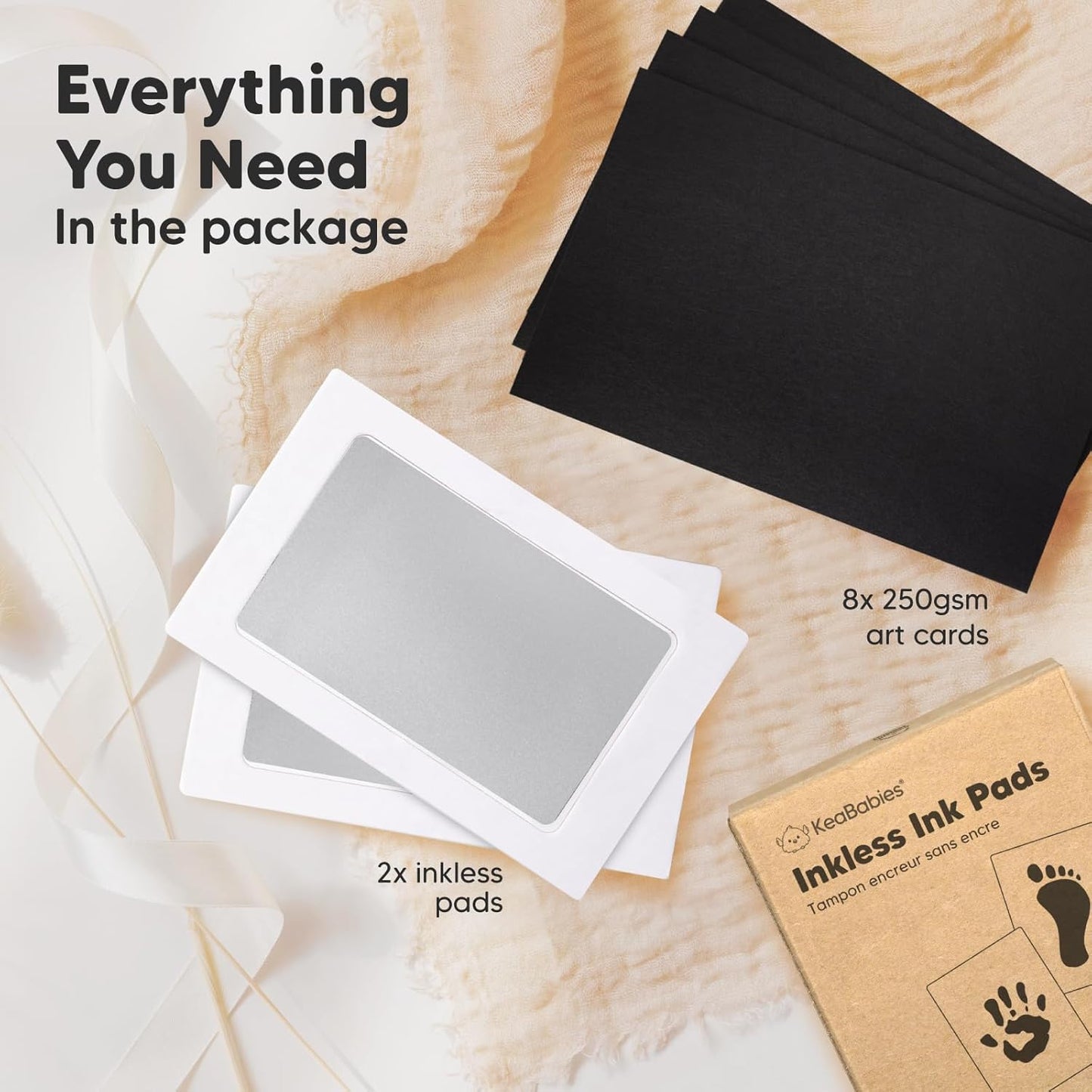 2-Pack Inkless Baby Hand and Footprint Kit - Mess Free Ink Pad for Newborn Keepsake, Dog Nose & Paw Print Kit, Clean Touch Ink Pad for Baby Hand & Footprints, Ideal New Mom Gifts (Silver)