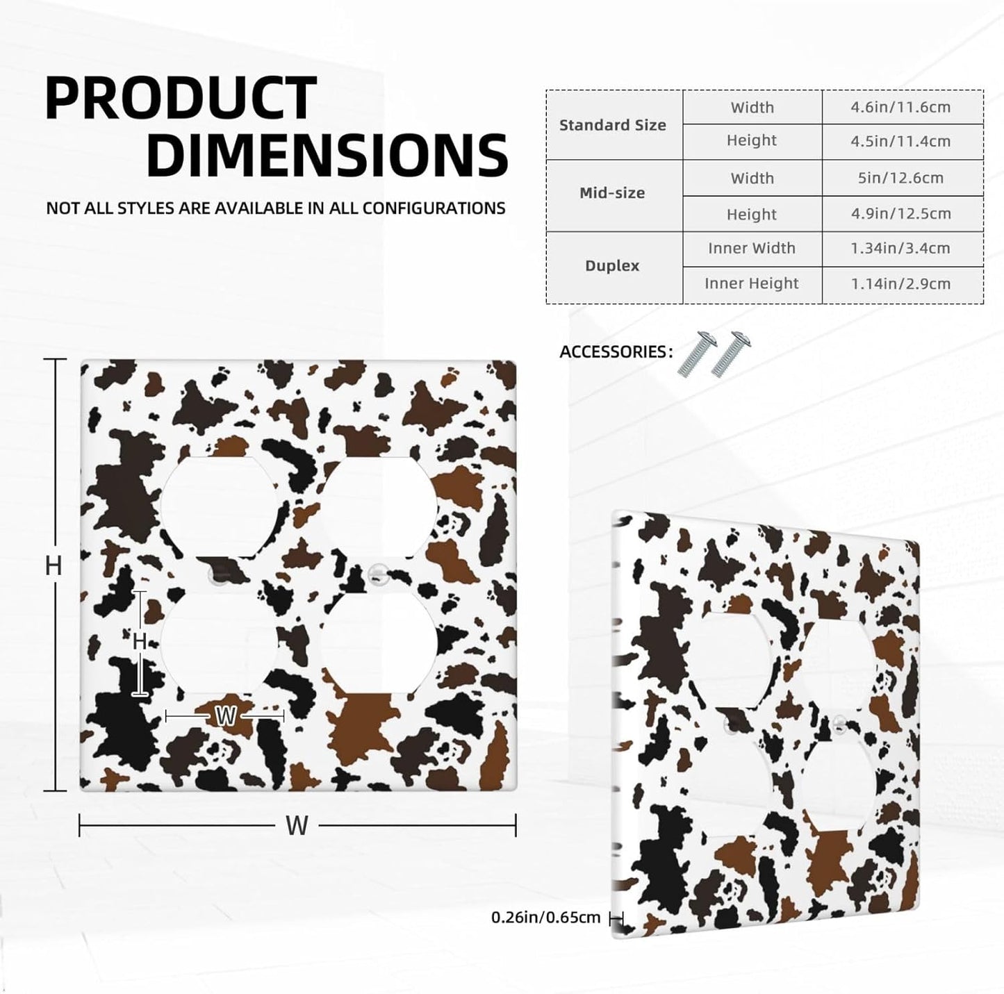 Outlet Covers Rustic Cowhide Highland Cow Milk Cow 2 Gang Double Duplex Decorative Light Switch Covers Electrical Wallplates Socket Faceplate For Farmhouse Home Decor