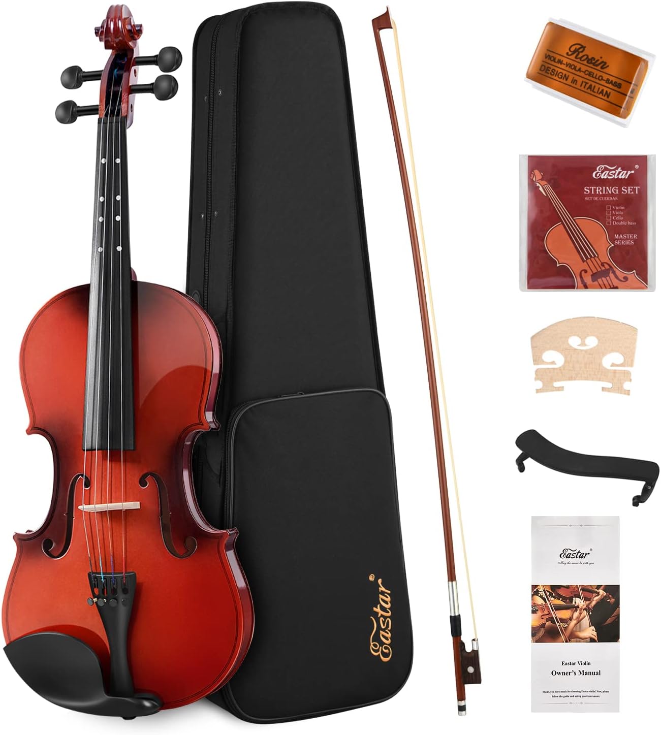 Eastar 3/4 Violin for Beginners, Violins Kit for Student, Fiddle with Hard Case, Rosin, Shoulder Rest, Bow, and Extra Strings (Imprinted Finger Guide on Fingerboard)