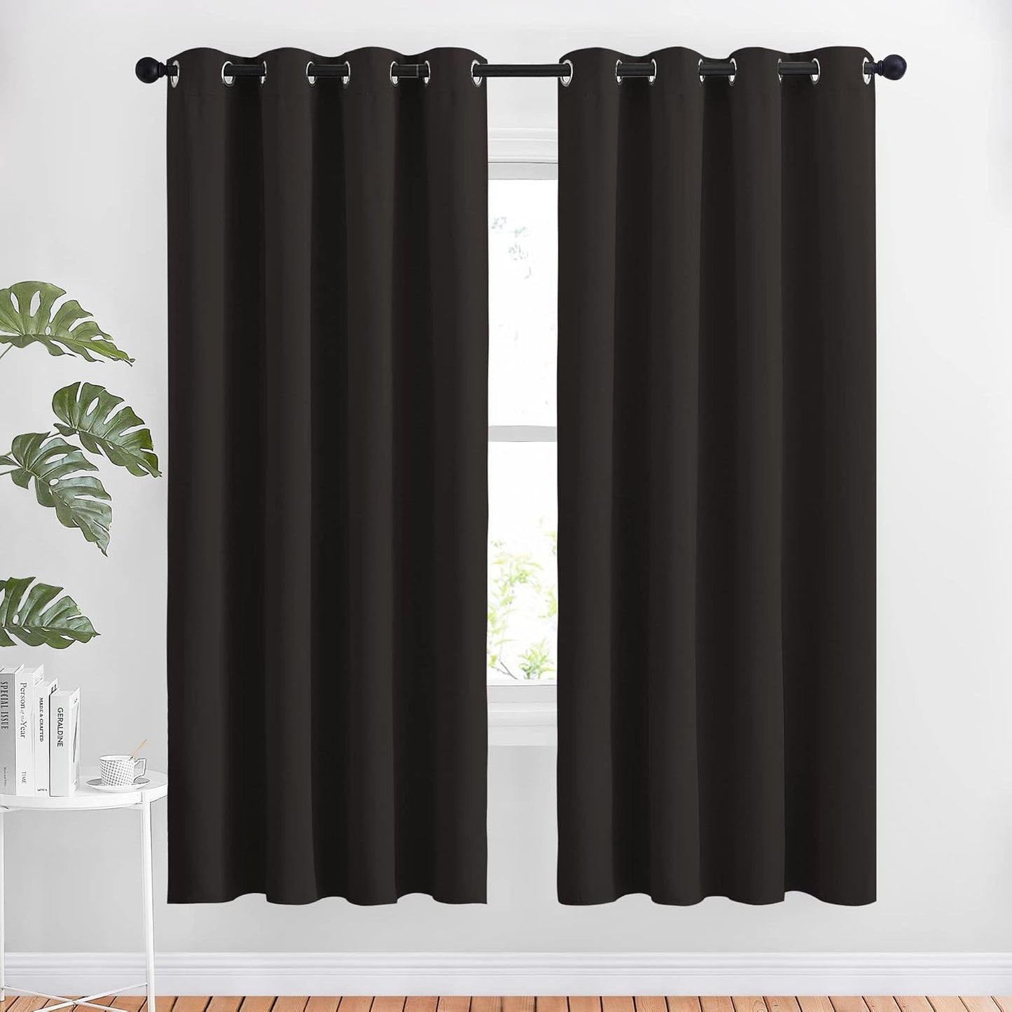 NICETOWN Bedroom Blackout Curtains and Drapes - Energy Smart Thermal Insulated Solid Grommet Blackout Draperies for Living Room (2 Panels, 52 inches x 72 inches, Toffee Brown)