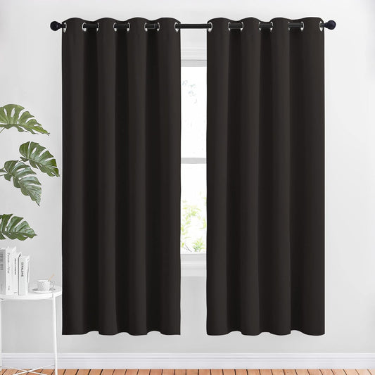 NICETOWN Blackout Curtain Panels 72 inches Length - Light Reducing Thermal Insulated Solid Grommet Room Darkening for Bedroom/Night Shift (Set of 2, 46 inches Wide, Toffee Brown)