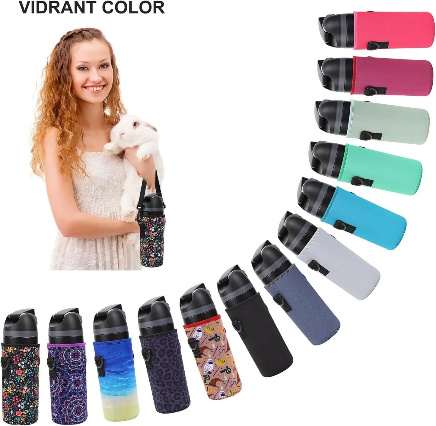 Neoprene Water Bottle Carrier Bag with Adjustable Shoulder Strap for Owala 24 OZ Tumbler, Insulated Water Bottle Cover for Owala FreeSip Insulated Water Bottle (Mandala, 24 OZ)