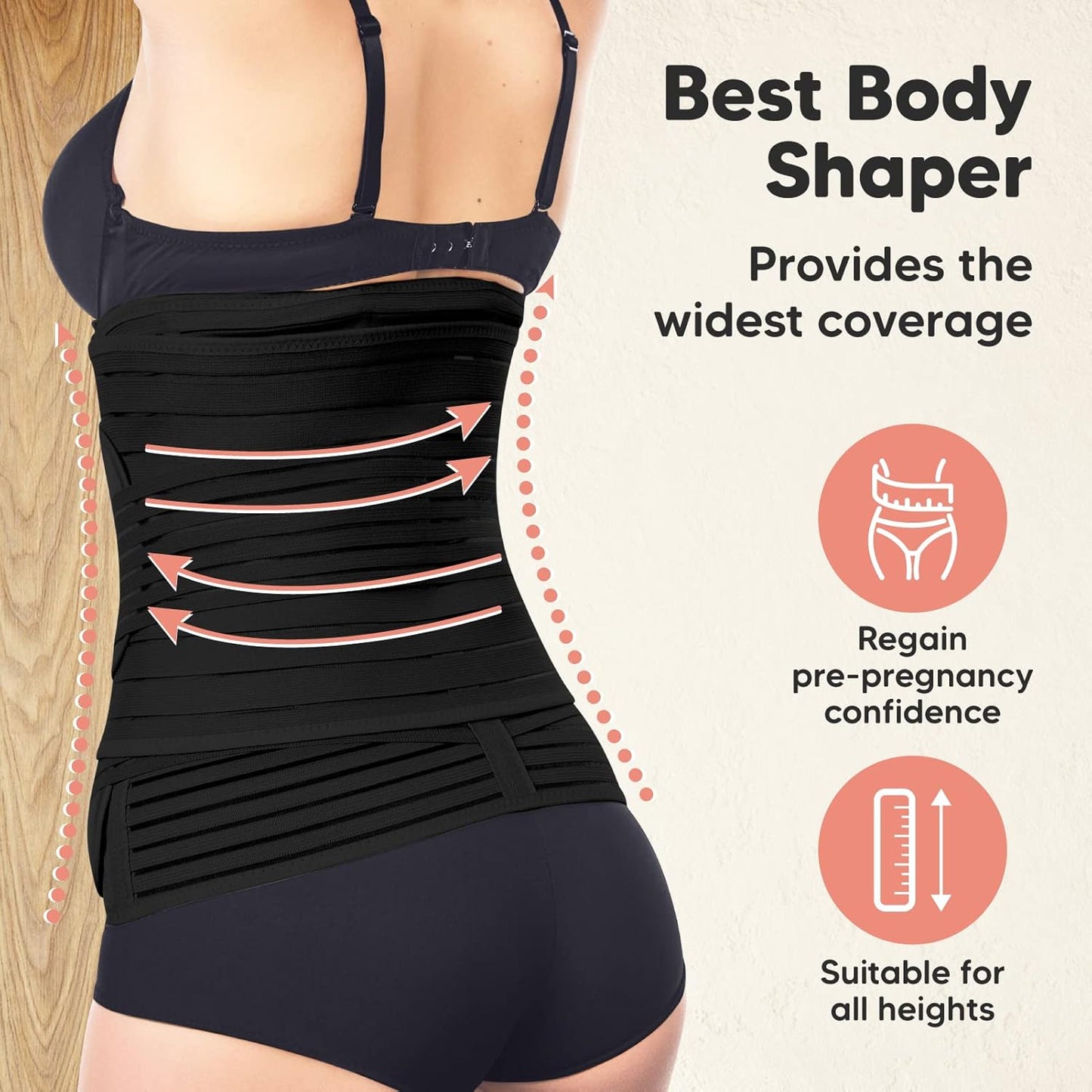 3 in 1 Postpartum Belly Support Recovery Wrap – Postpartum Belly Band, After Birth Brace, Slimming Girdles, Body Shaper Waist Shapewear, Post Surgery Pregnancy Belly Support Band (Midnight Black, M/L)