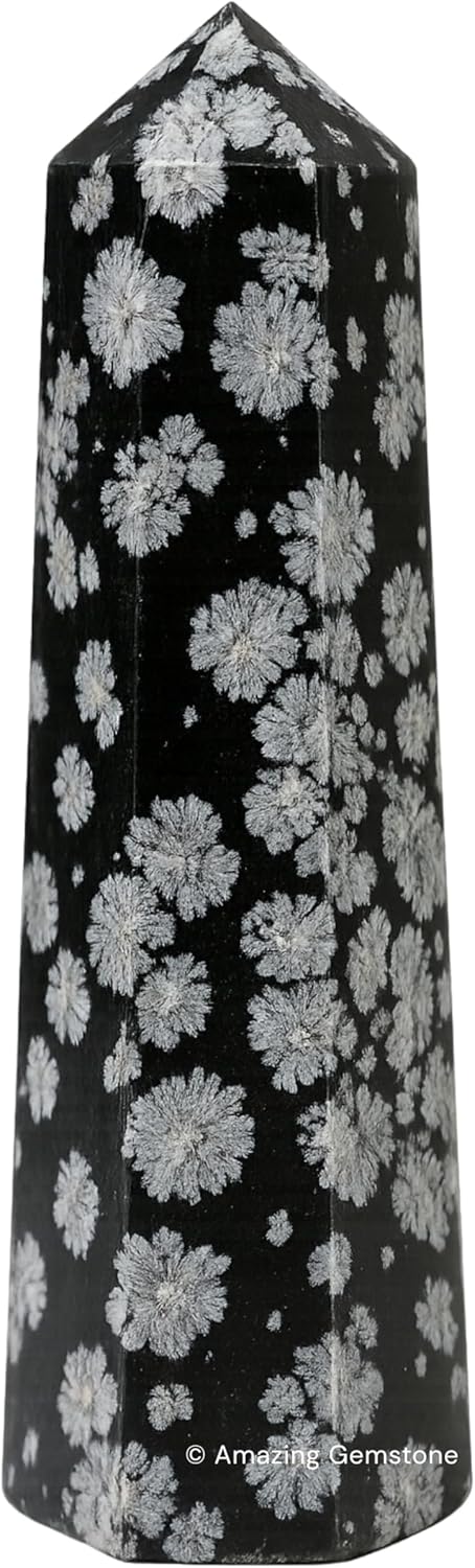 Amazing Gemstone Snowflake Obsidian Crystal Towers - Natural Healing Crystal Point Obelisk for Reiki Healing and Crystal Grid (2" to 3" Inch)