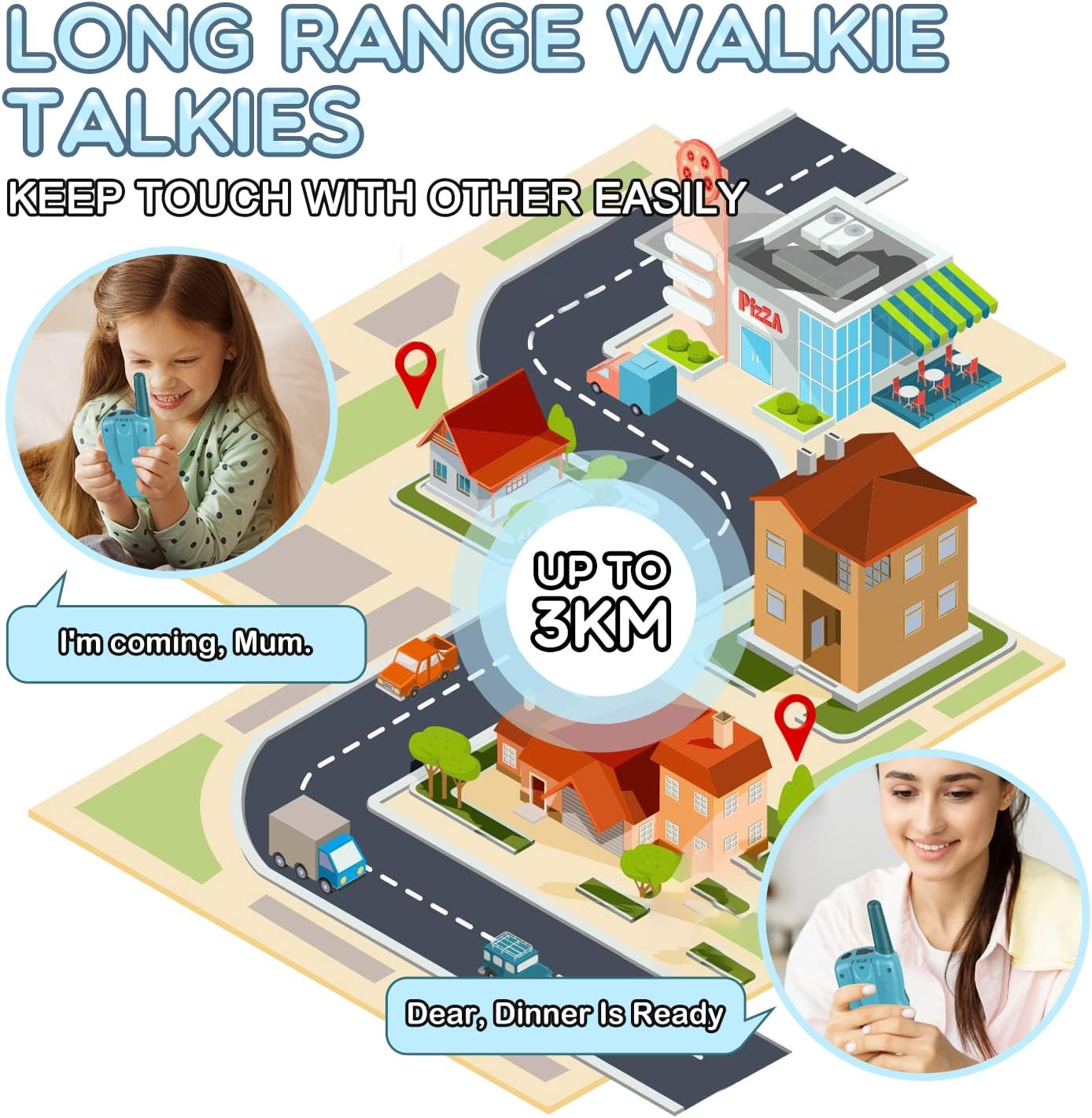 Selieve Walkie Talkies for Kids, Rechargeable Kids Toy for 3 4 5 6 7 8 Year Old Boys Girls, Walkie Talkies Long Range with 22 Channels for Outdoor Adventures, Camping, Hiking Navy Blue