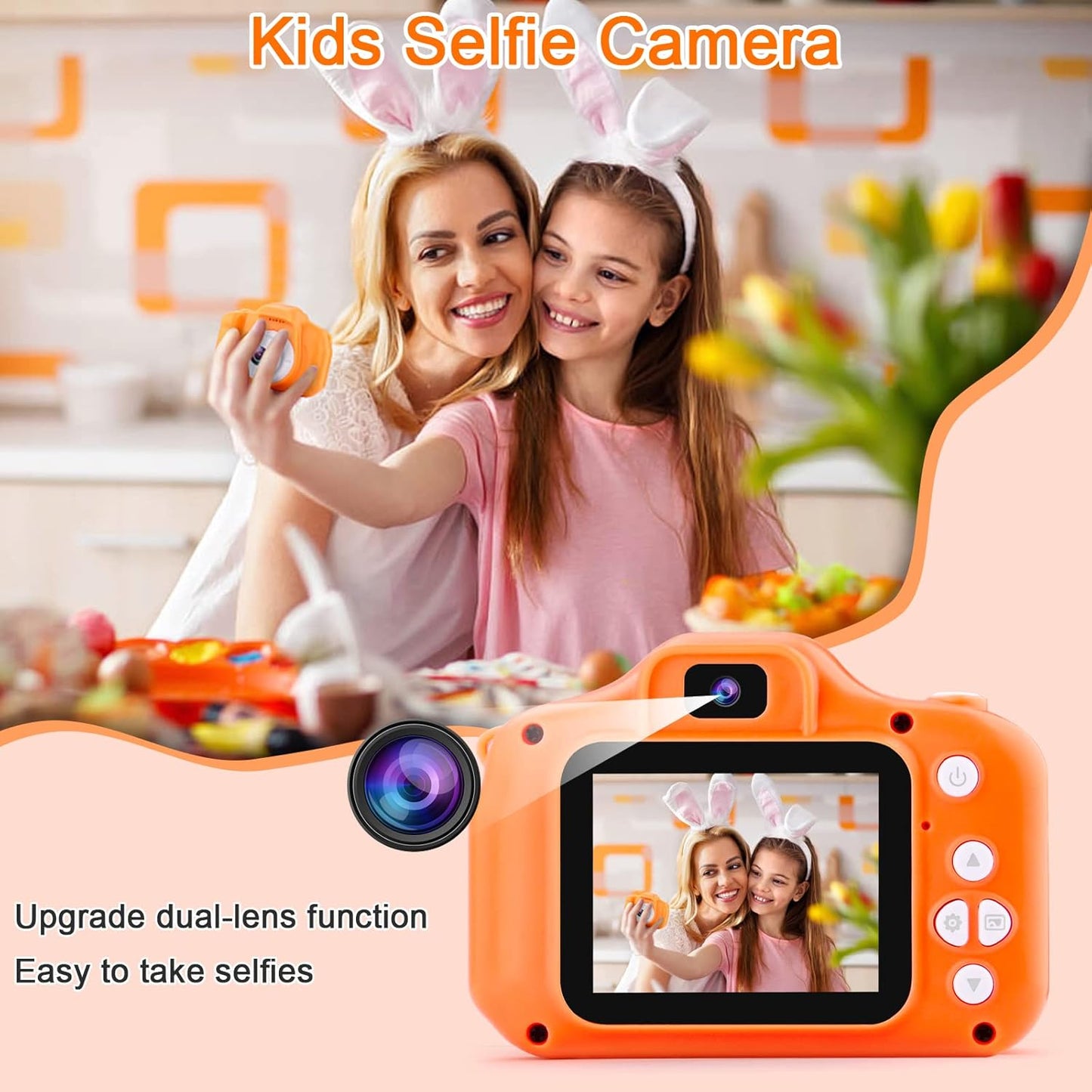 GKTZ Toys for Girls Age 3-8, Kids Camera Digital Video Toddler Camera Children Camcorder Birthday Gifts for 3 4 5 6 7 8 Year Old Girls with 32GB SD Card