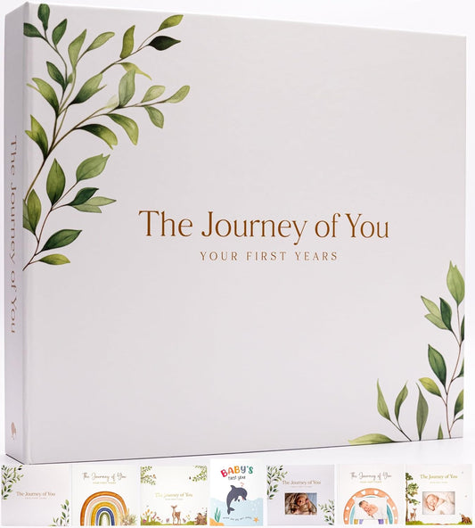 Baby Books for Baby Shower - Gift Unisex Botanical Garden Keepsake Memory Journal to Log Pregnancy and Newborn Milestones - Photo Album Scrap Books for Girl or Boy - New Parents Must Have Essentials