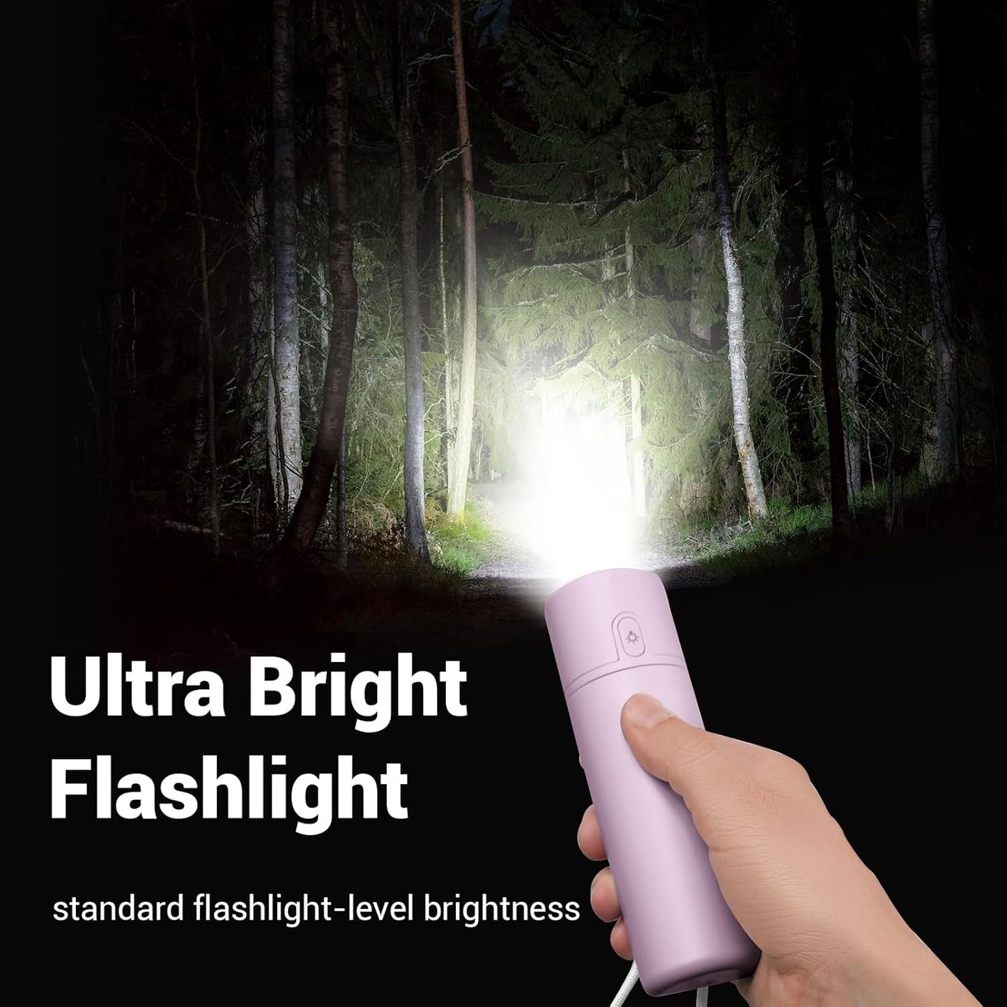 Airluxe Mini 3-in-1 Portable Fan Rechargeable- Handheld Fan with 35-Hour Battery Life, Fast Charging Power Bank&Flashlight- Personal Fan for Travel, Vacation, and Festival Essentials Purple