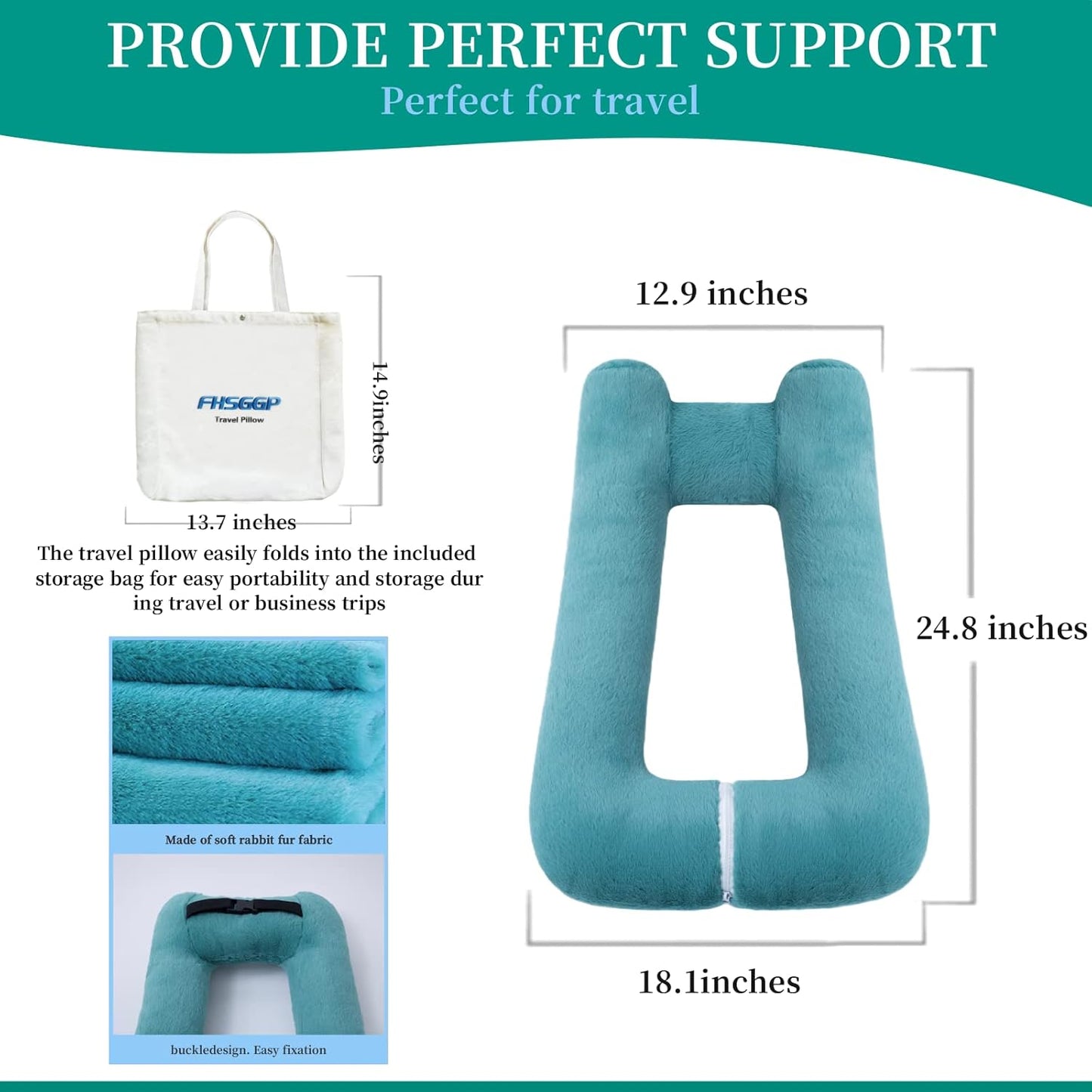 Travel Pillow Upgraded Version of Aircraft Travel Neck Pillow with Storage Bag, Sleep Pillows for Travel by Train, Car, or Plane, Supporting The Head and Body, Travel Pillow for Kids