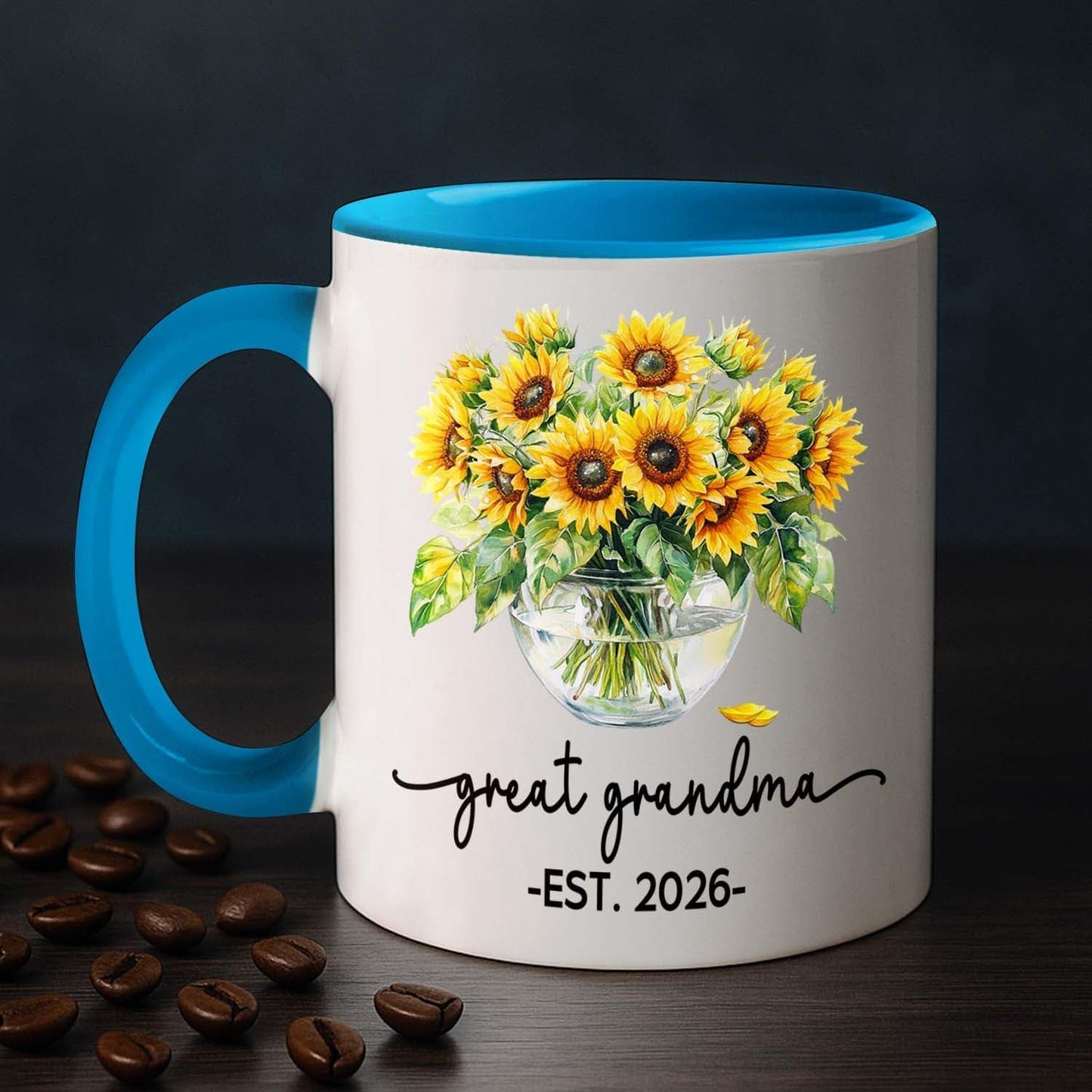 Customized Nickname & Year White Ceramic Mug Gift For First Time Great Grandma, Promoted To Great Grandma Accent Coffee Cup 11Oz 15Oz, Personalized Baby Announcement Coffee Mug For Nanny Granny Mimi