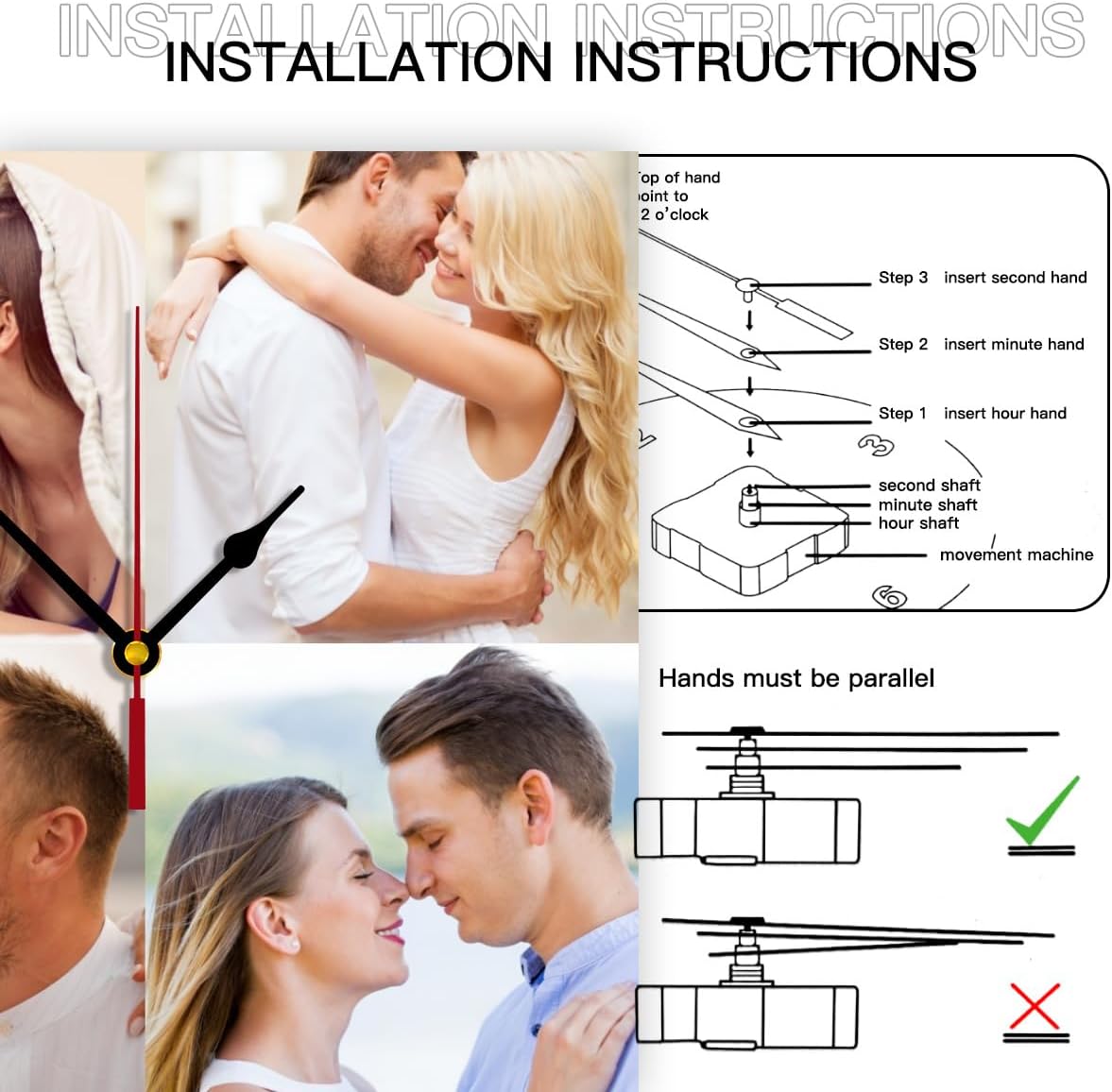 Generic Custom Wall Clock Personalized Wall Photo Customized Round Clock for Birthday Wedding Present Family Friends Gifts, 10inch-25cm