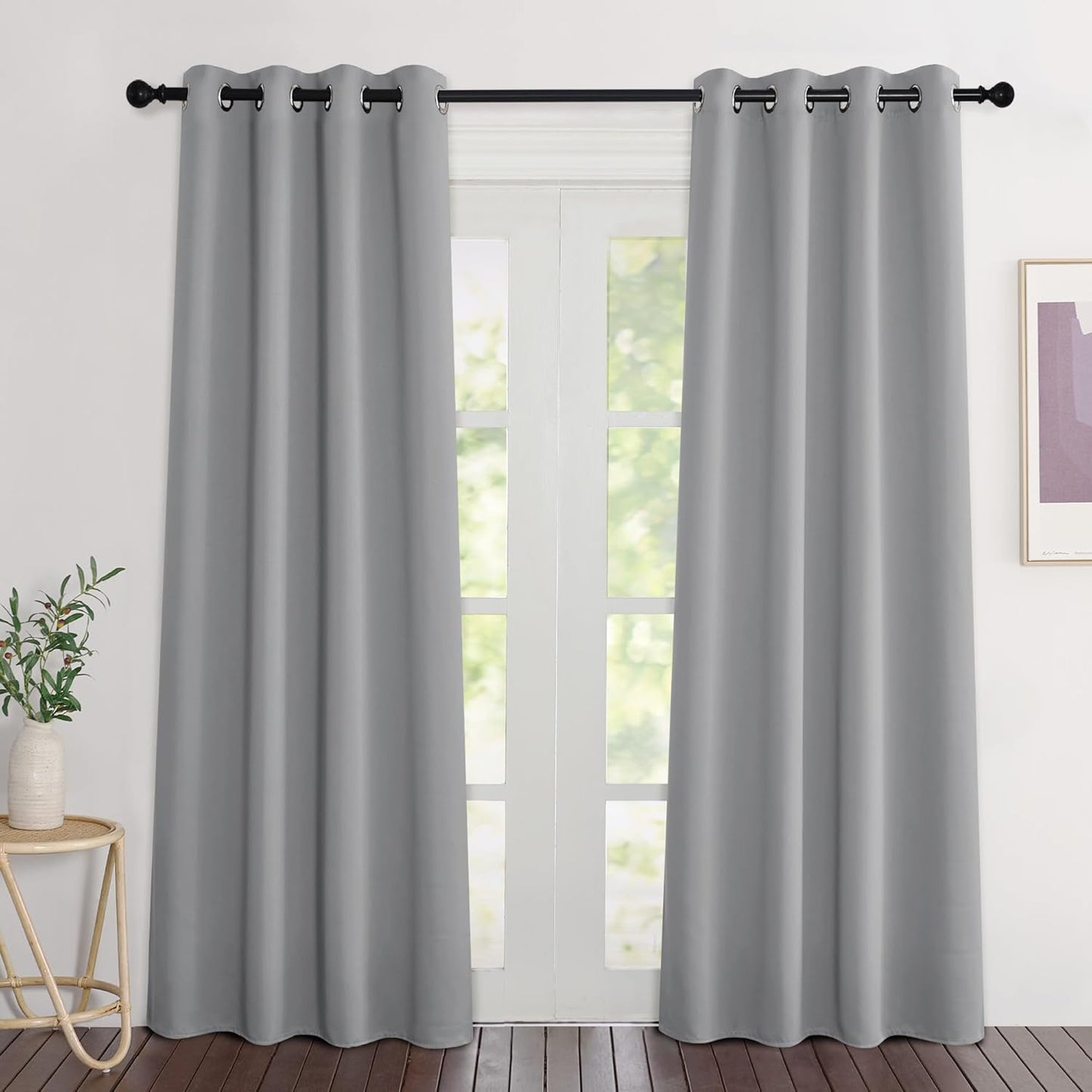 NICETOWN Silver Grey Curtains 84 inch Length 2 Panels, Grommet Thermal Insulated Window Treatments Light & Sound Reducing Drapes for Living Room/Bedroom, W46 x L84