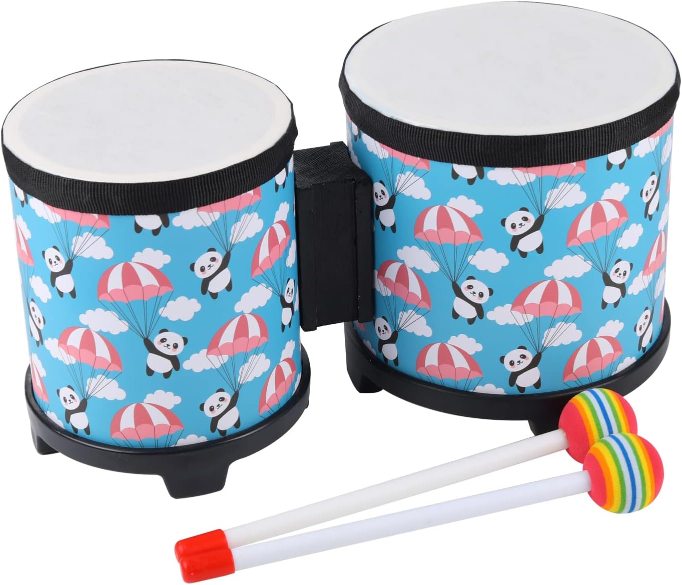 Bongo Floor Tom Drums Set for Kids: Childrens Drum Percussion Music Instrument with 2 Mallets - Preschool Montessori Floor Babies Drum (Blue 5" to 6")
