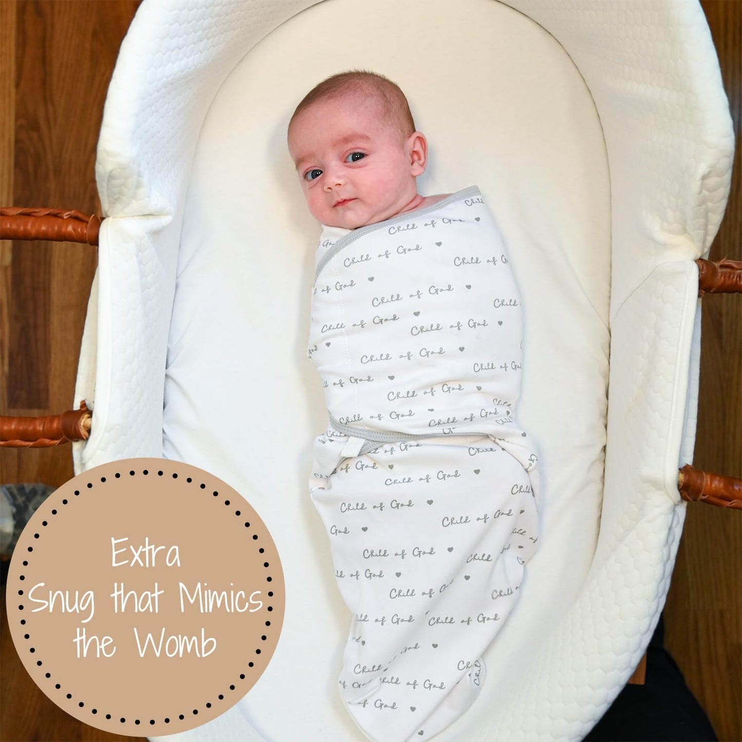 LollyBanks Swaddles 100% Organic Cotton for Boys and Girls, 3-6 Months Newborn Swaddle Sack with Easy Change Zipper, Sleep Swaddle Neutral Baby Registry (Christian Baby)