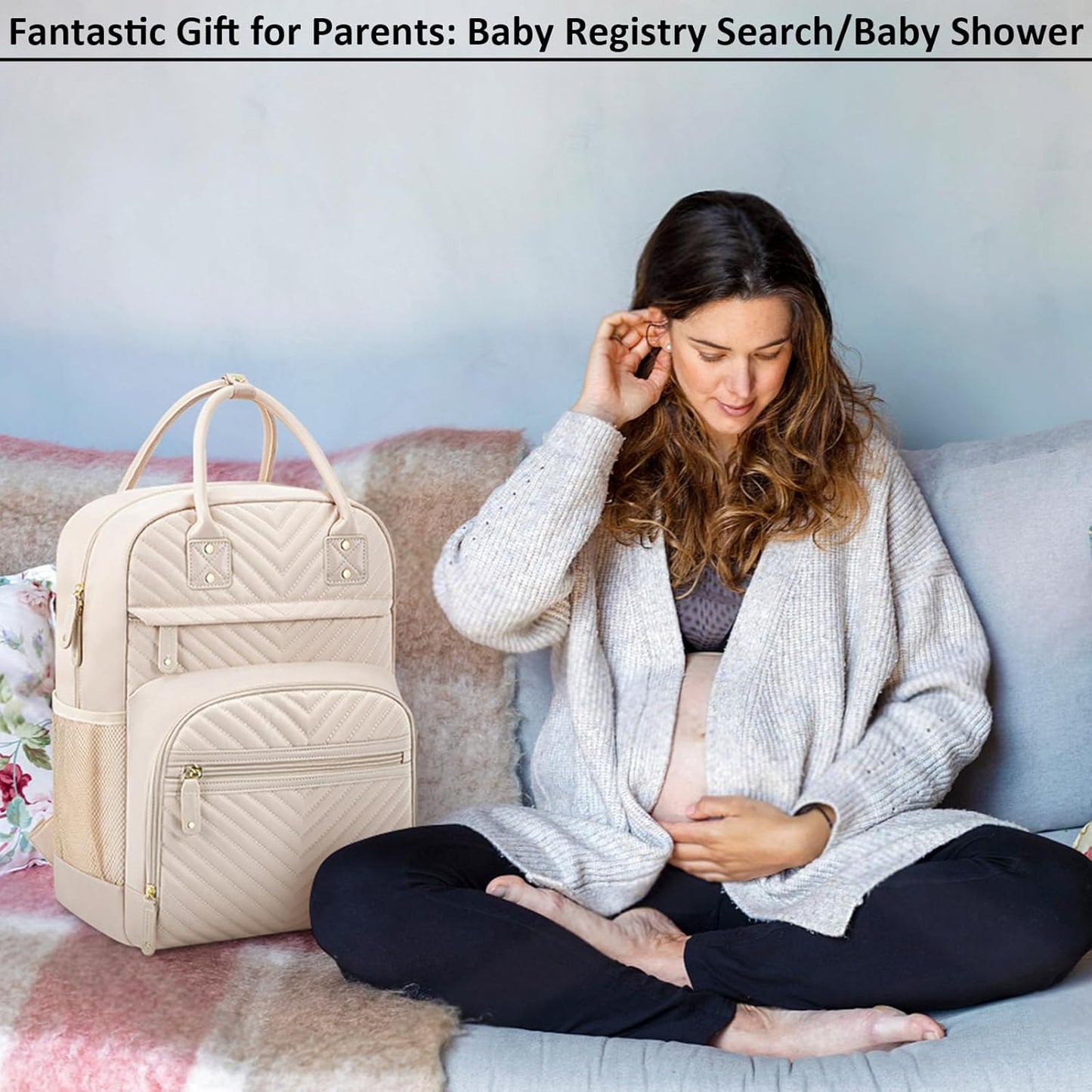 Diaper Bag Backpack Tote for Women Large Capacity, Baby Bag with Insulated Pockets Multifunctional Diaper Bags For Baby Girl Boy Waterproof Baby Bags For Boys Girls Maternity Bag Beige