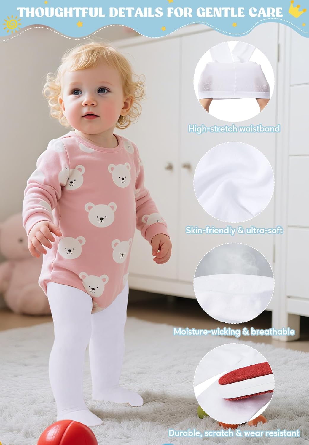 Ultra Soft Toddler Ballet Tights for Girls - Footed Dance Tights Colorful Baby Girls Leggings for Daily Party Halloween 1-6T